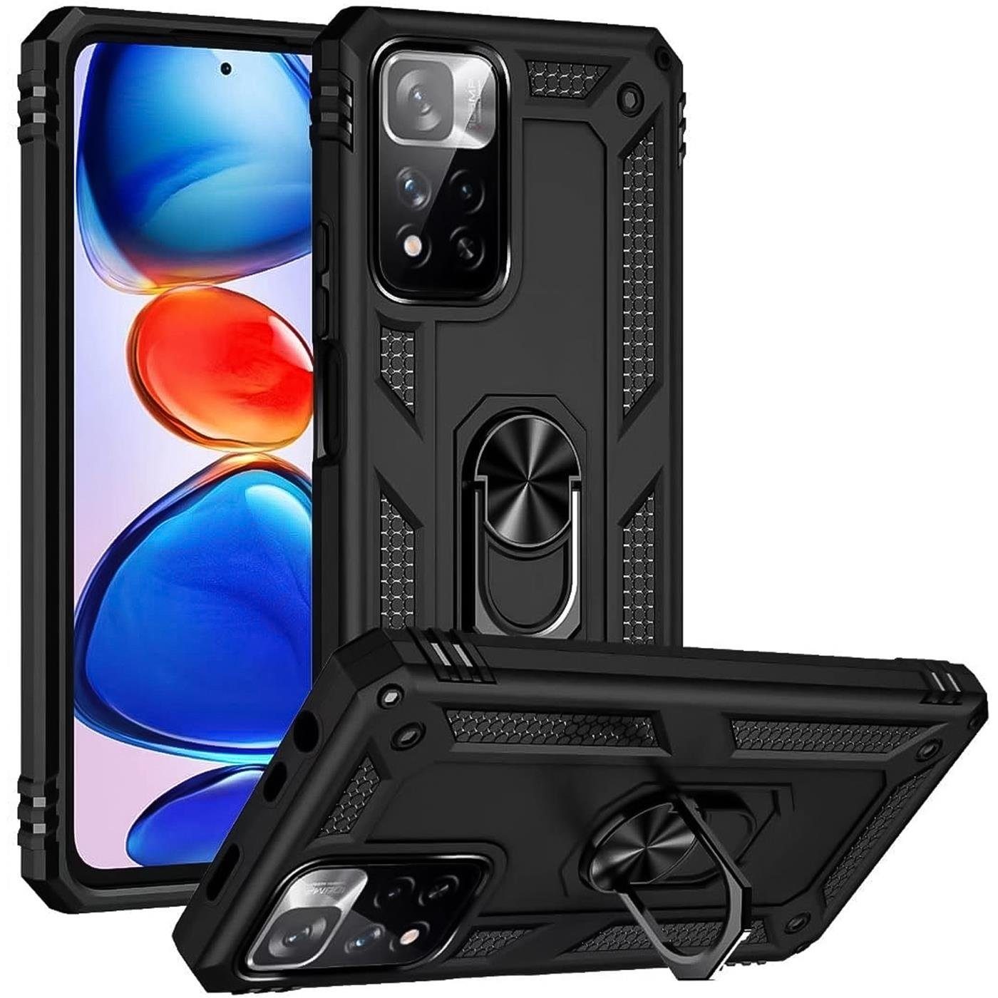 CoolGadget Handyhülle Armor Shield Case für Xiaomi Redmi Note 11 Pro+ 5G 6,67 Zoll, Outdoor Cover Ringhalterung Handy Hülle für Redmi Note 11 Pro Plus