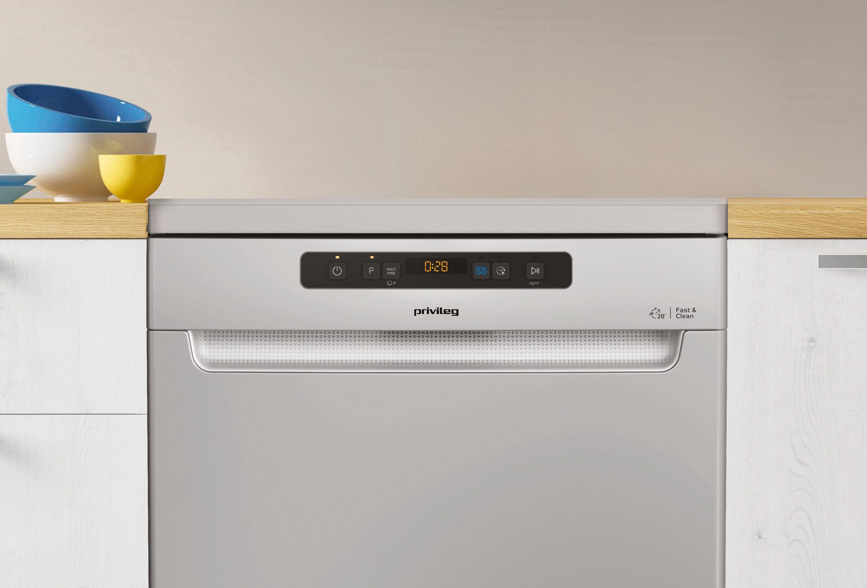 Privileg Standgeschirrspüler RFO 2T133 A F S, 14 Maßgedecke, Fast&Clean 28’ – das effektive Reinigungsprogramm unter 28 Minuten