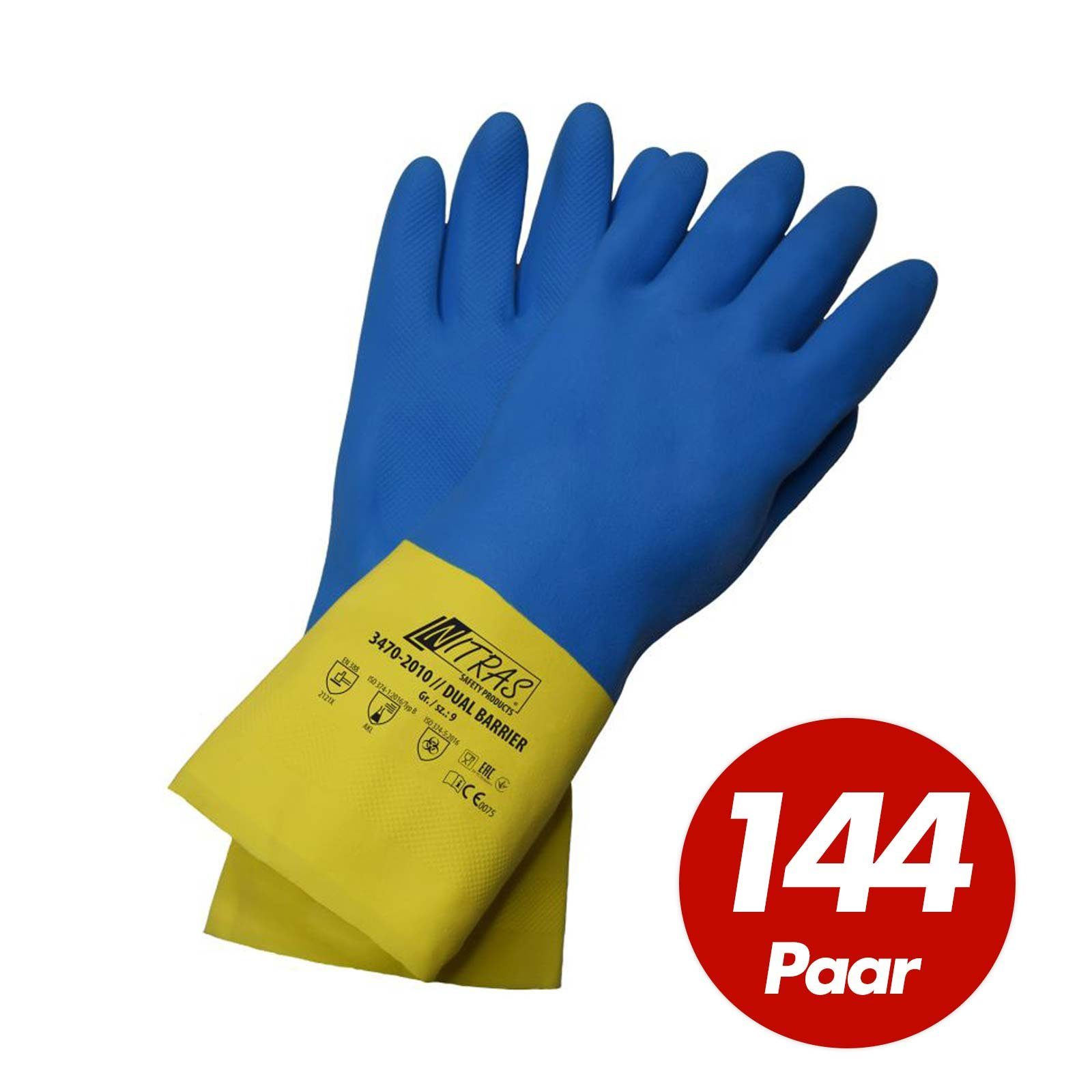 Nitras Putzhandschuh NITRAS 3470 Dual Barrier Chemikalien Schutzhandschuhe 300mm - 144 Paar (Set)