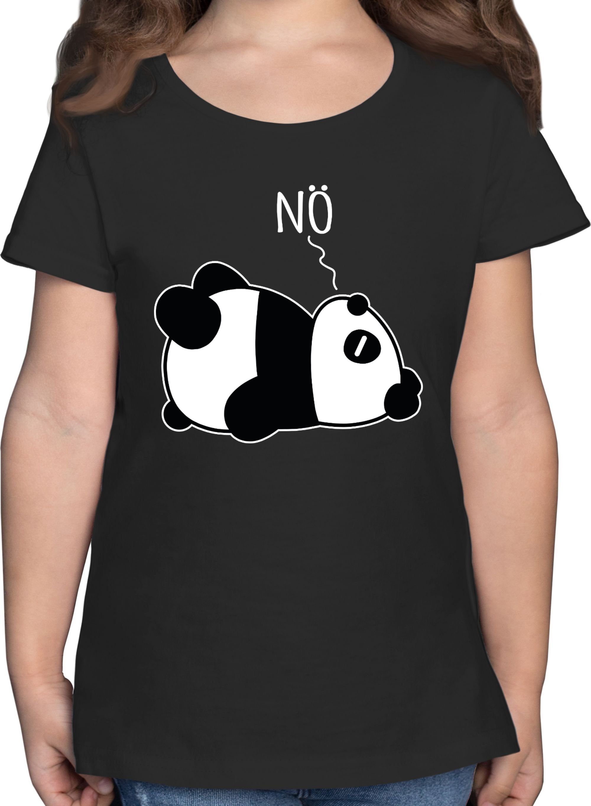 Shirtracer T-Shirt Nö - Panda - weiß Statement Sprüche Kinder 1 Schwarz