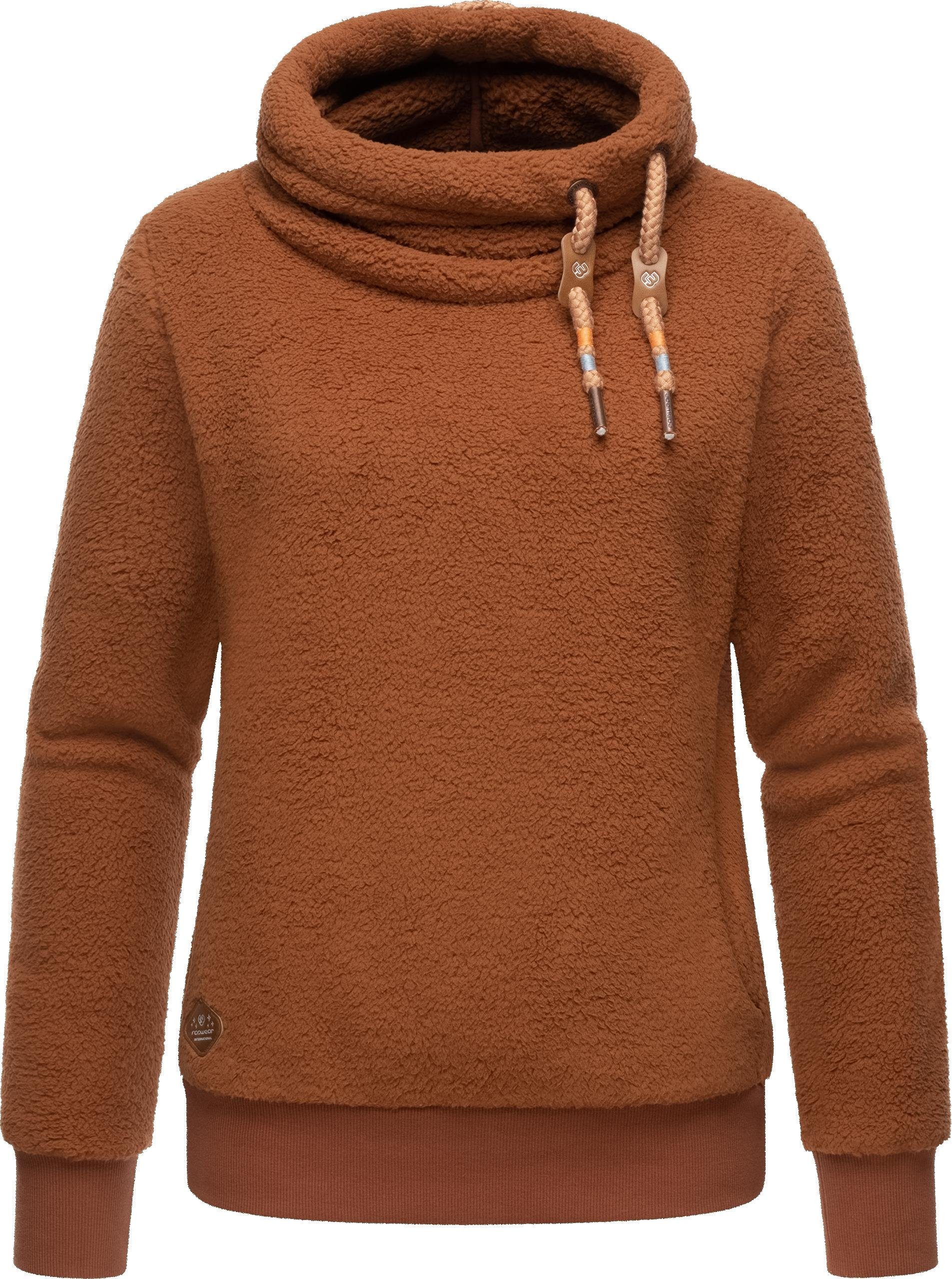 aus Ragwear Pullover Fleecepullover braun modischer mit Menny Teddyfleece Schlauchkragen