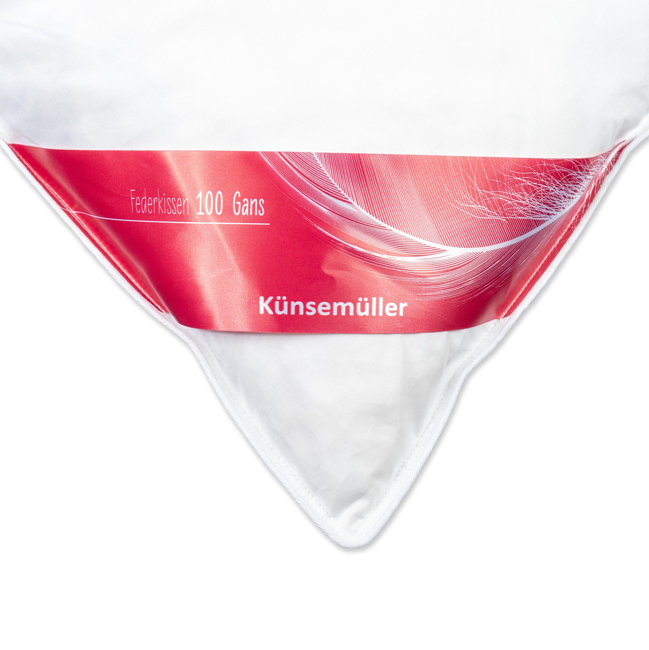 KÜNSEMÜLLER Federkissen Feder, Füllung: 100% Gänsefedern, Bezug: 100% Baumwolle, Rückenschläfer, Seitenschläfer, Bauchschläfer, viel Stützkraft durch Federfüllu – Bild 5 von 5