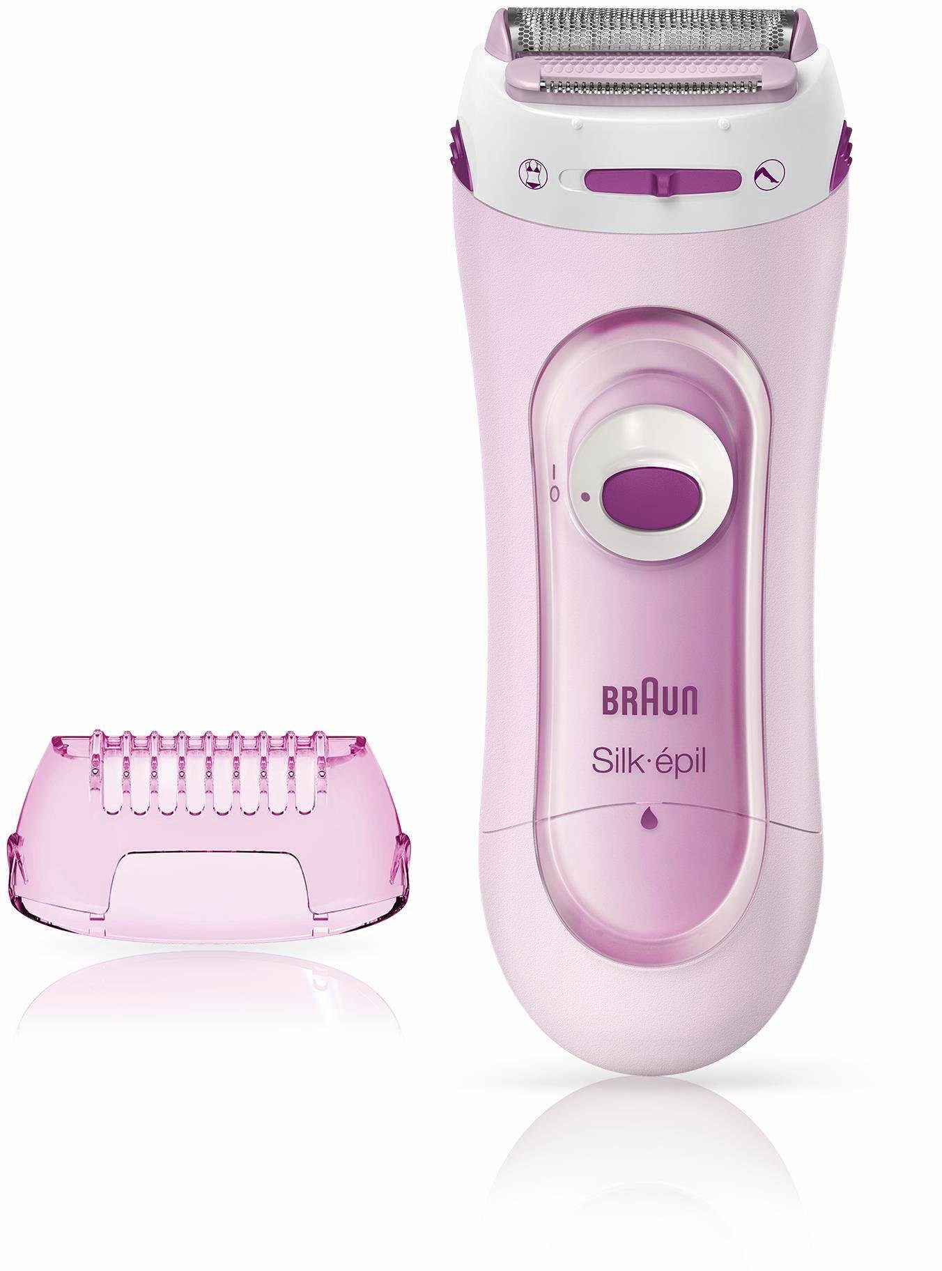 5100, Trimmer Braun Elektrischer Kabelloser rosa Elektrokörperrasierer und Rasierer 1, Aufsätze: Silk-épil