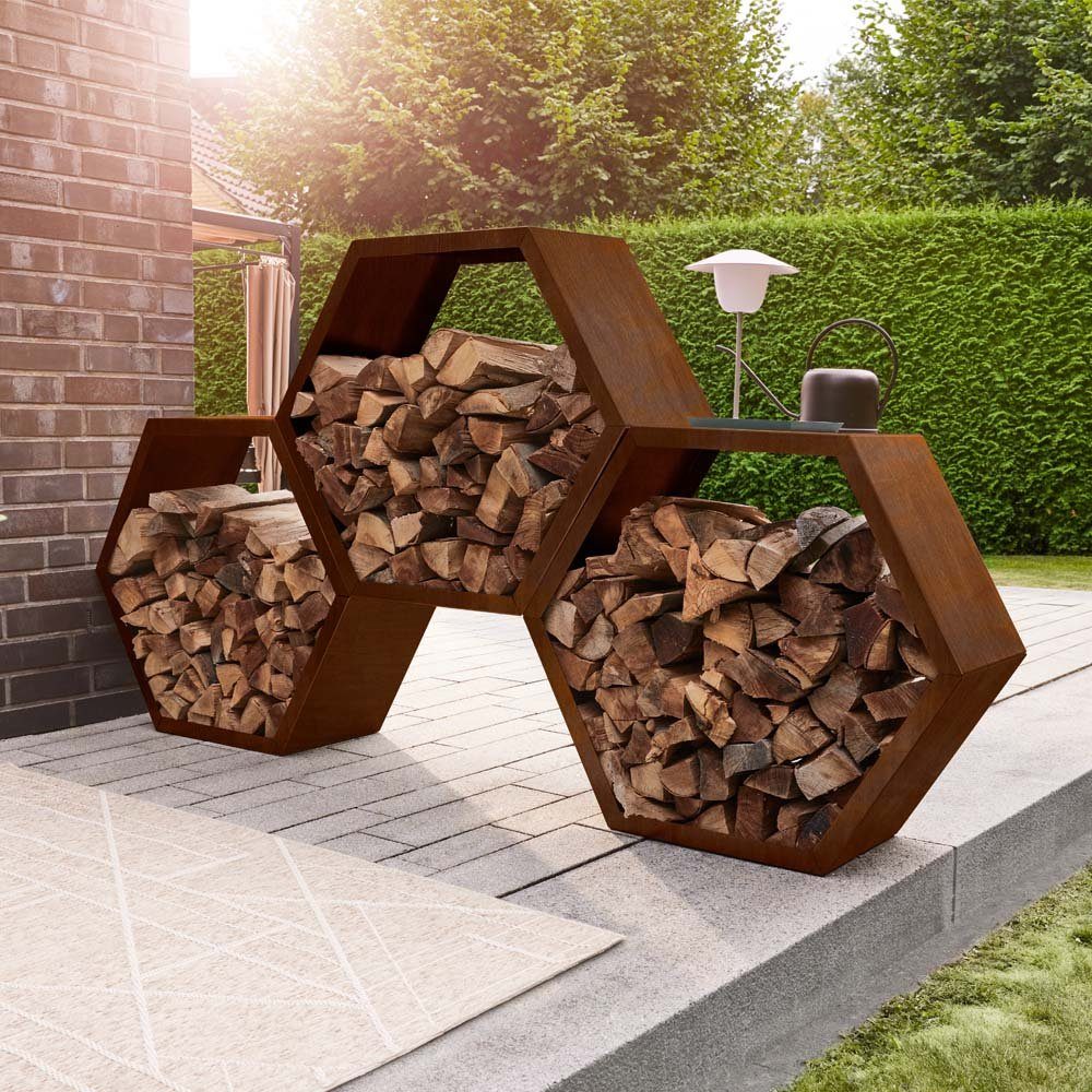 HOME DELUXE Kaminholzregal Holzlege ANTARES - Made in Germany, BxTxH:92x34x80 cm, (inkl. Montagematerial), Wetterfest, Feuerholzregal, Brennholzregal