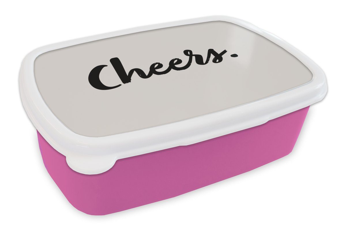MuchoWow Lunchbox Zitate - Trinken - Prost - Sprichwörter, Kunststoff, (2-tlg), Brotbox für Erwachsene, Brotdose Kinder, Snackbox, Mädchen, Kunststoff rosa