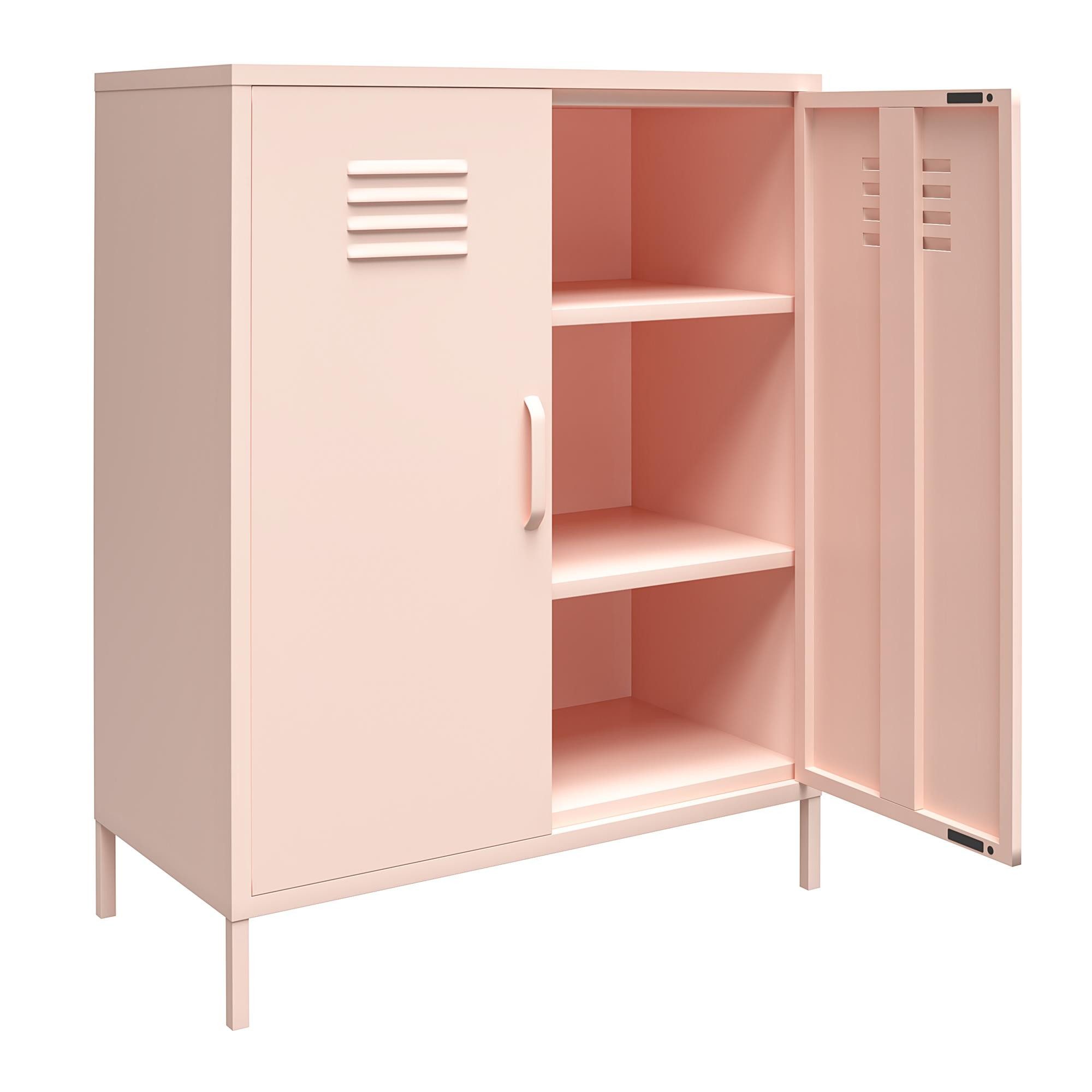 loft24 Mehrzweckschrank Mission District Highboard aus Metall, Metallschrank mit 2 Türen im Retro Look