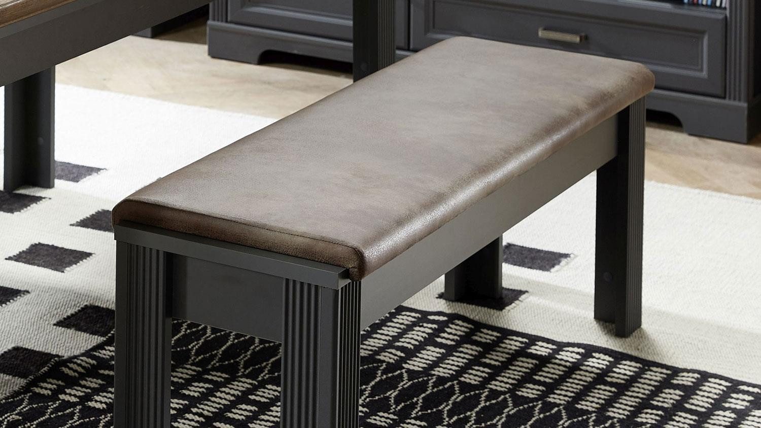 Innostyle Sitzbank Bank Jasmin Esszimmerbank mit Klemmkissen graphit Artisan Eiche 126x41