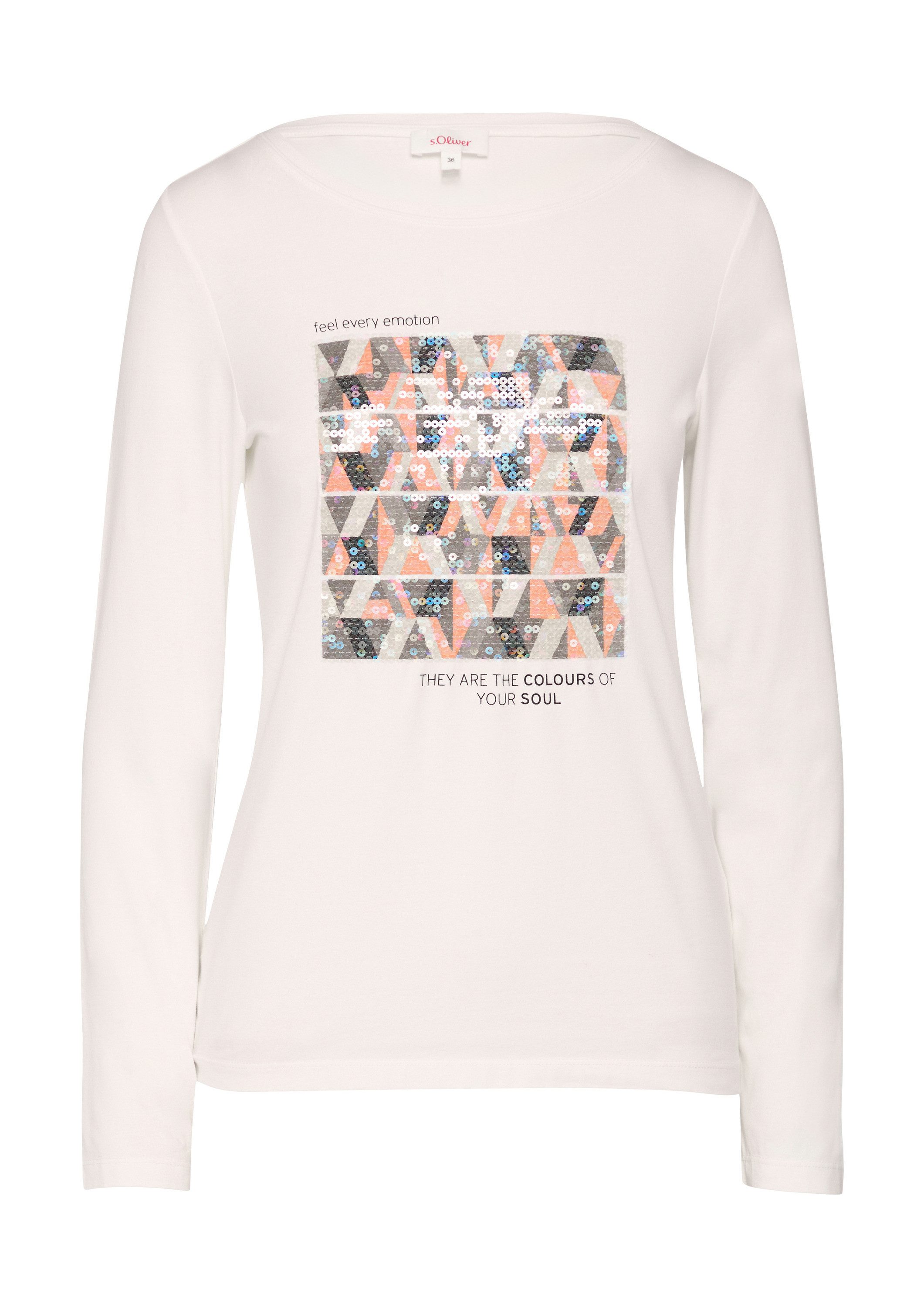 s.Oliver Langarmshirt T-Shirt Langarmshirt mit Frontprint und Pailletten günstig online kaufen
