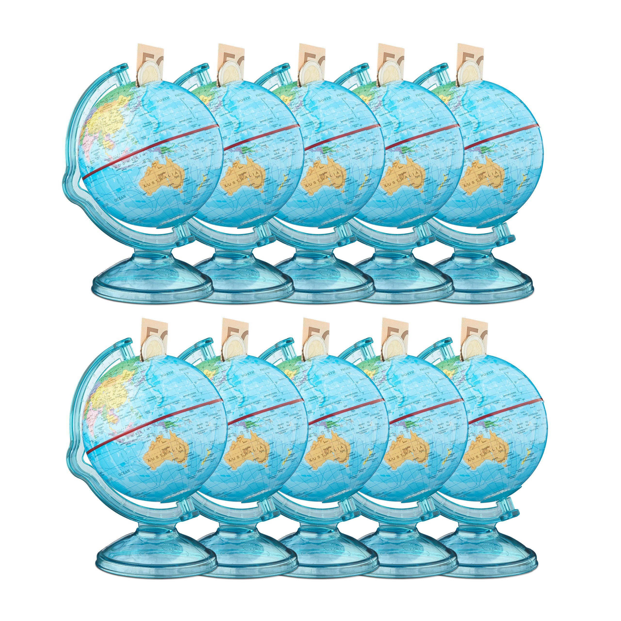 Spardose 10 x Spardose Globus drehbar