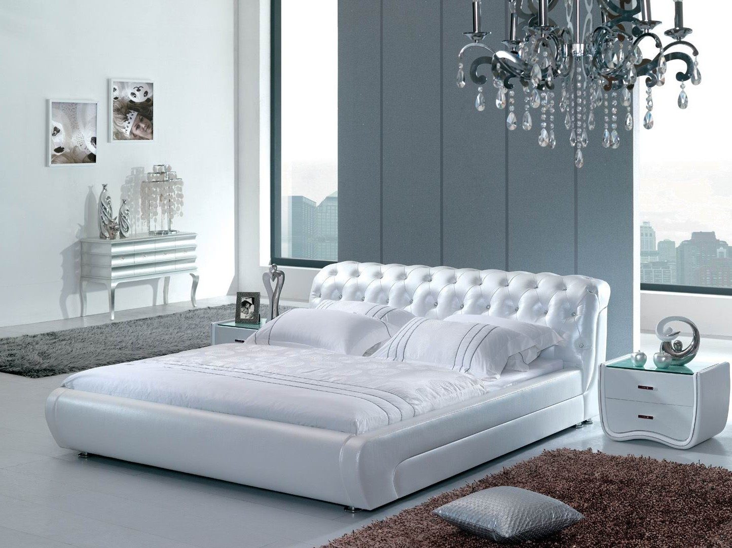 Xlmoebel Polsterbett Lederbett Modell S-0816 160/180/200x220 cm, Made in Europa