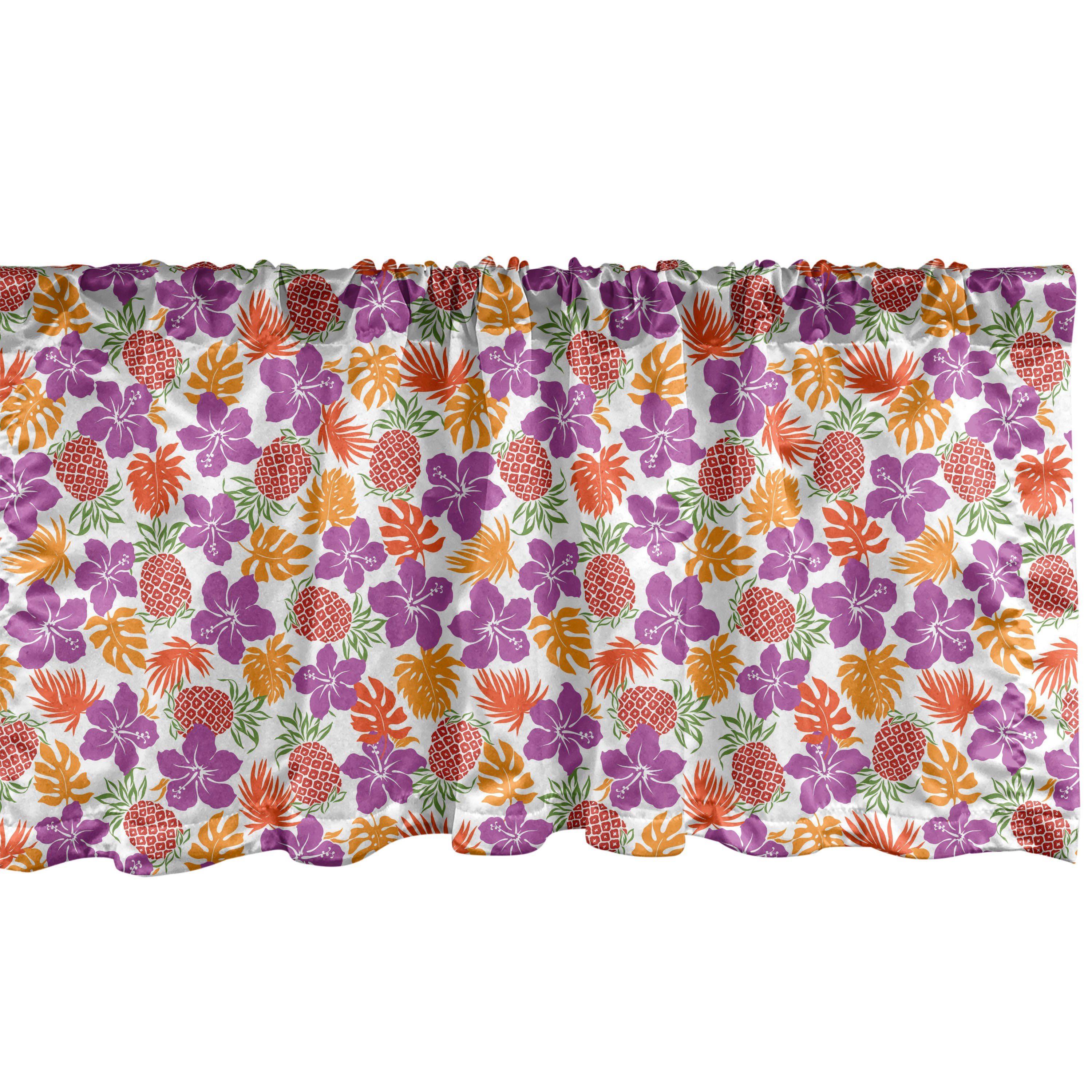 Scheibengardine Vorhang Volant für Küche Schlafzimmer Dekor mit Stangentasche, Abakuhaus, Microfaser, Blumen Tropical Hawaii Hibiscus