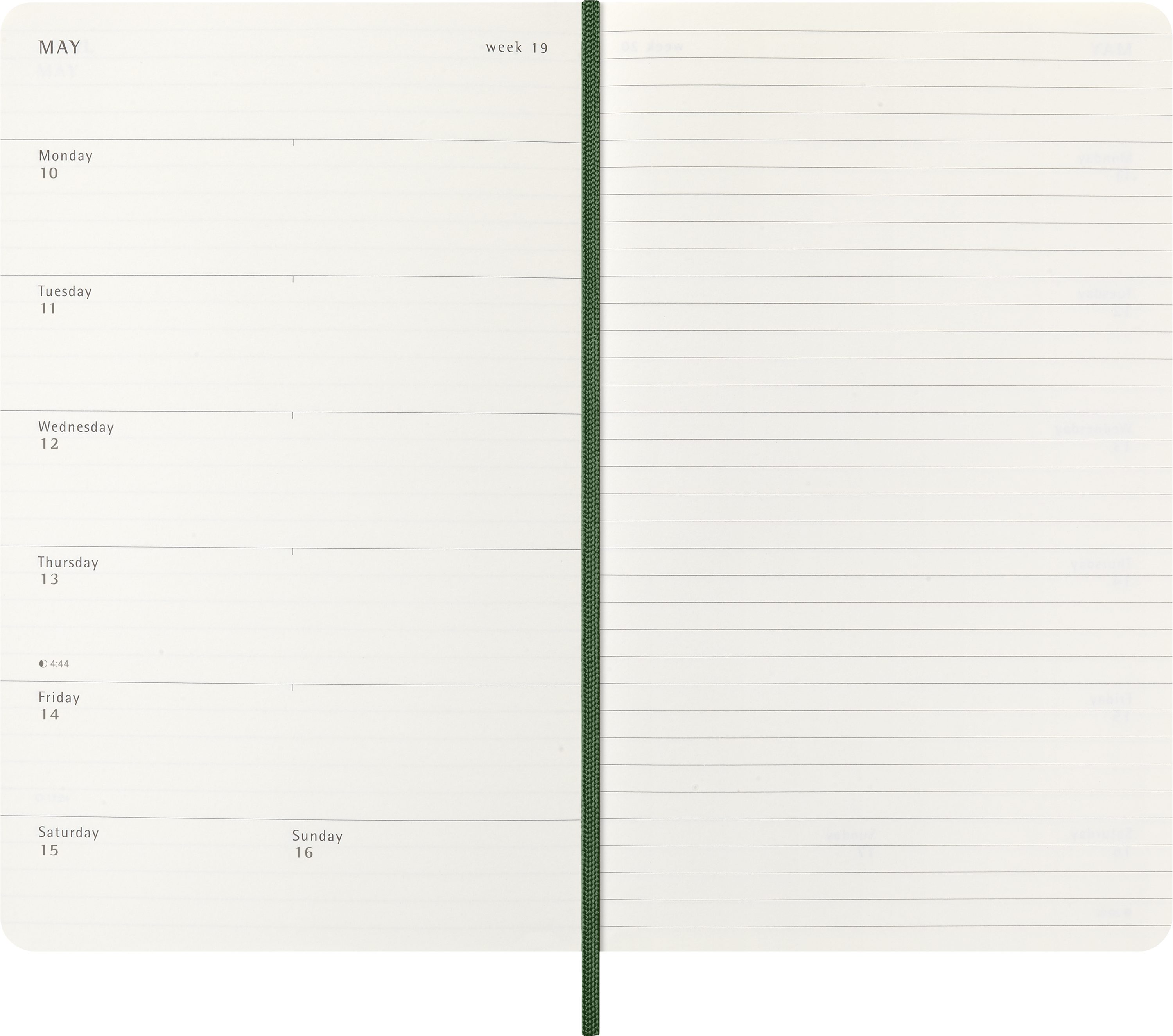 MOLESKINE Buchkalender, MOLESKINE 18 MONATE WOCHEN NOTIZKALENDER 26/27 - WEICH - L/A5 - GRÜN