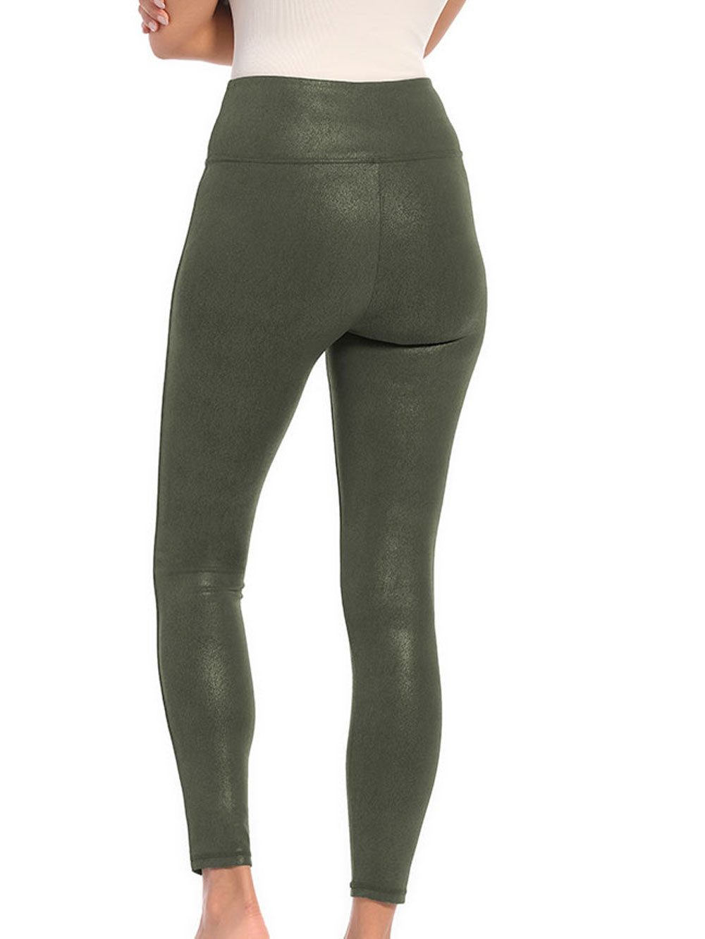 MAGIC Bodyfashion Leggings Leather Look Legging hoch tailliertes Design, keine vordere Mittelnaht