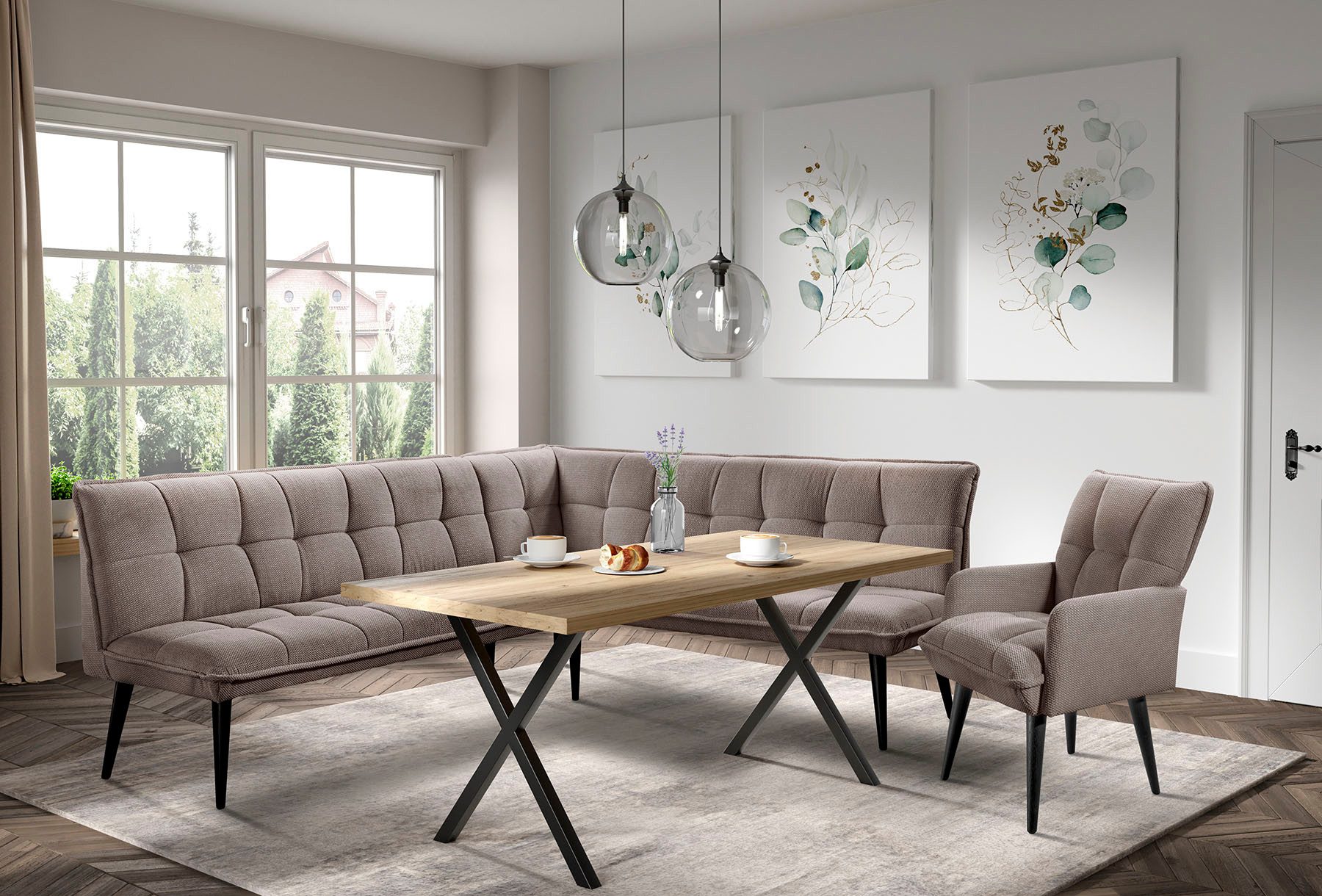 exxpo - sofa fashion Essbank Mocca Essbank, Sitzbank, hoher Sitzkomfort, bequem und elegant, hochwertige Detailverarbeitung