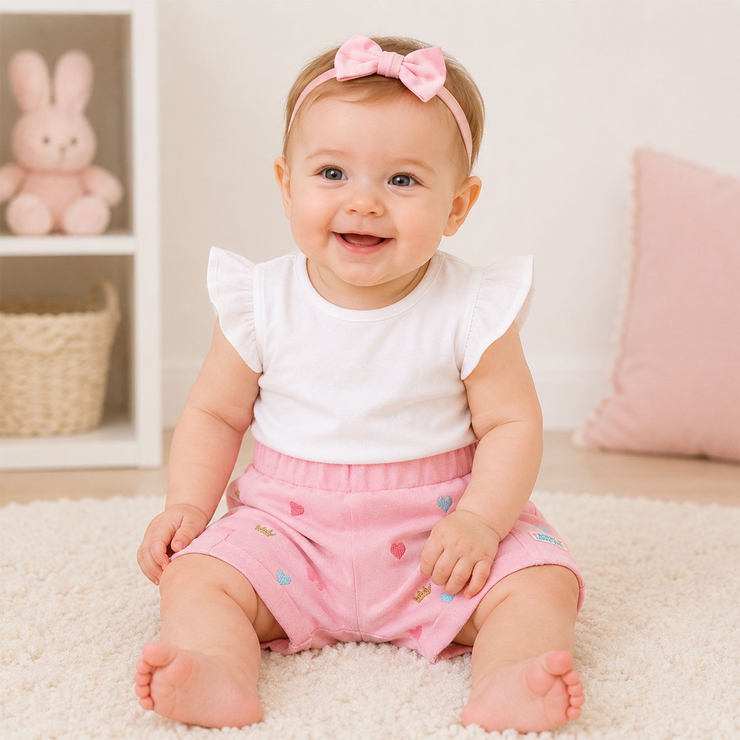 BONDI Trachtenlederhose Baby Mädchen Shorts 'Princess' 86575, Rosa - Kurz