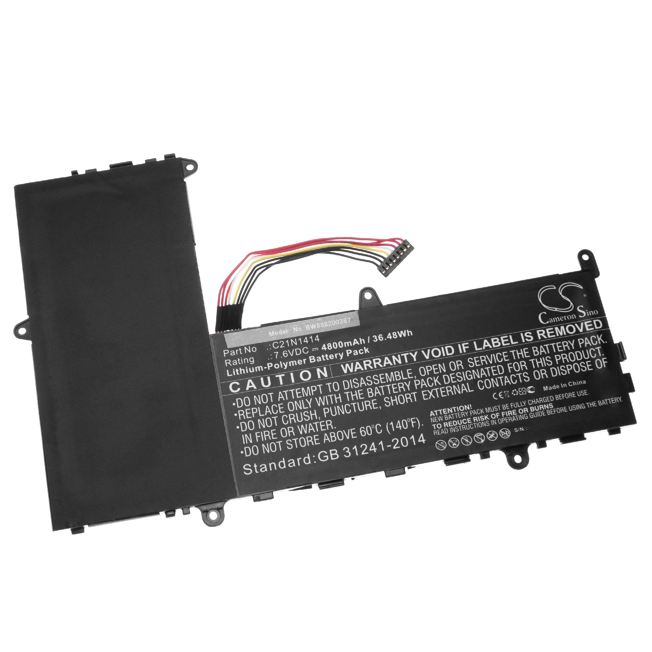 vhbw kompatibel mit Asus EeeBook X205TA-UH01-WH Laptop-Akku Li-Polymer 4800 mAh (7,6 V)