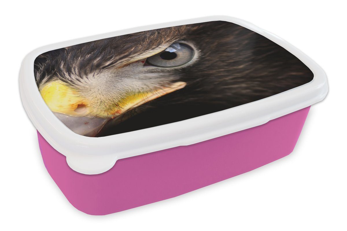 MuchoWow Lunchbox Nahaufnahme (2-tlg), Kunststoff, Kunststoff Snackbox, Brotdose rosa Kinder, eines Erwachsene, Brotbox für Mädchen, Raubvogels