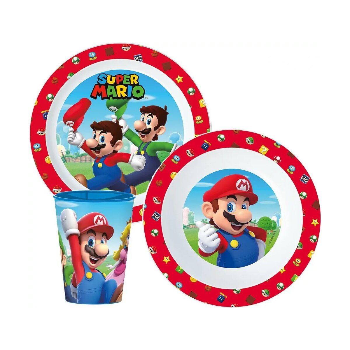 Super Mario Kindergeschirr-Set Super Mario Mushroom Kingdom Geschirrset