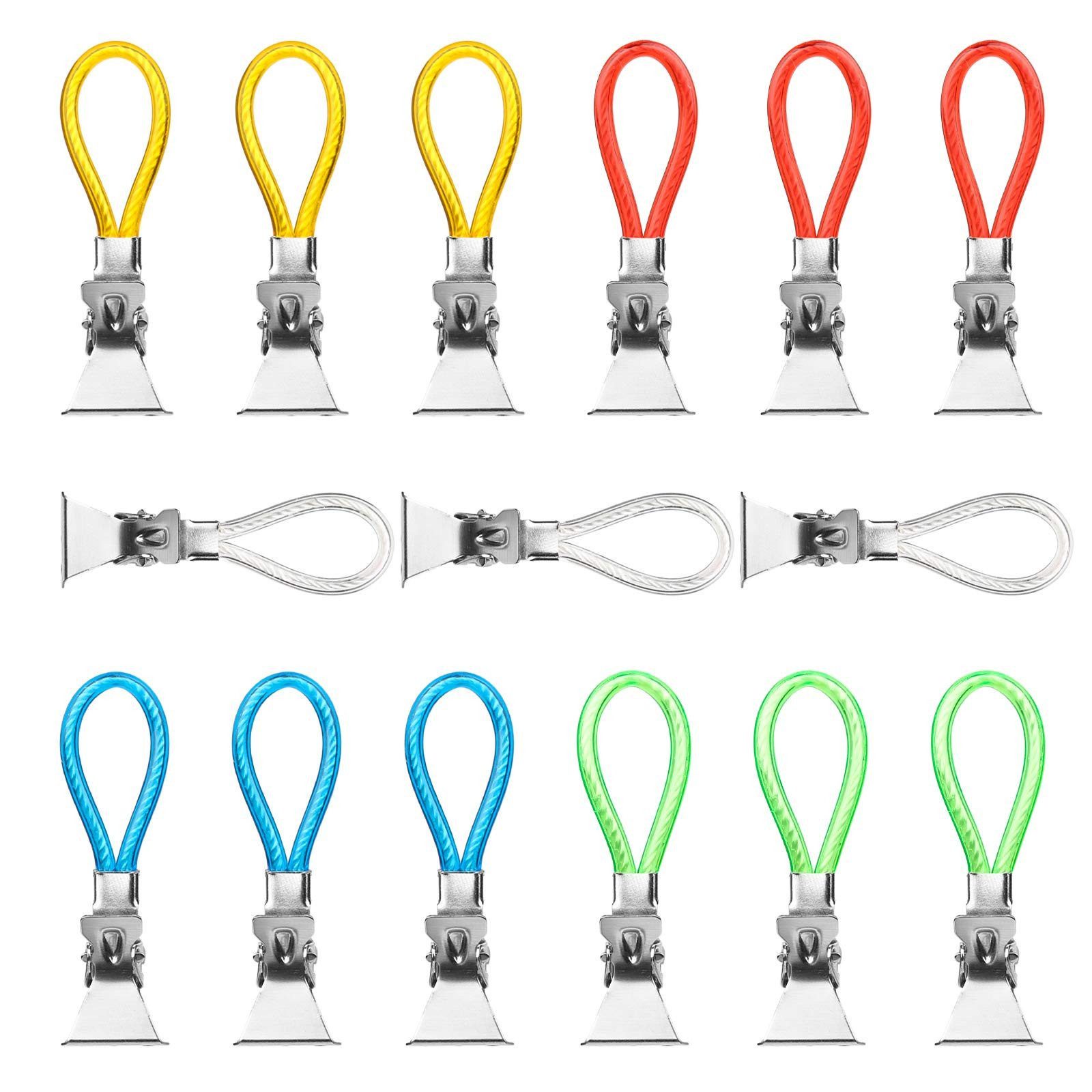 FOUORTUNATE-BEE Handtuchhaken Handtuch Clips Set 15 tlg Handtuchhalter Clips für Küche & Bad, Geschirrtuch Clips bunt mit Haken für Küche Bad Camping Haushalt