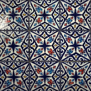 Casa Moro Keramik Wandfliese Orientalische Keramikfliese Hanan 10x10 cm bunt, Mehrfarbig, Kunsthandwerk aus Marokko, Handbemalte marokkanische Fliese, Wandfliese für schöne Küche Dusche Badezimmer HBF8270