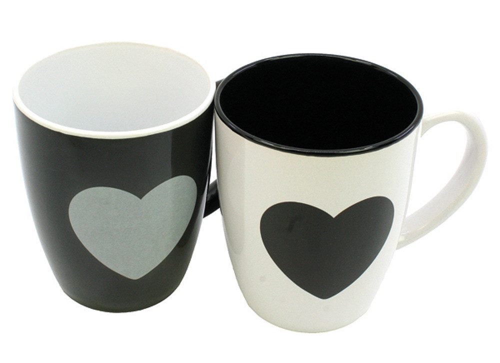 OSMA Werm Tasse 6er Set Tasse Kaffeetasse große Kaffeebecher Kaffee Espresso Herz 350, keramik