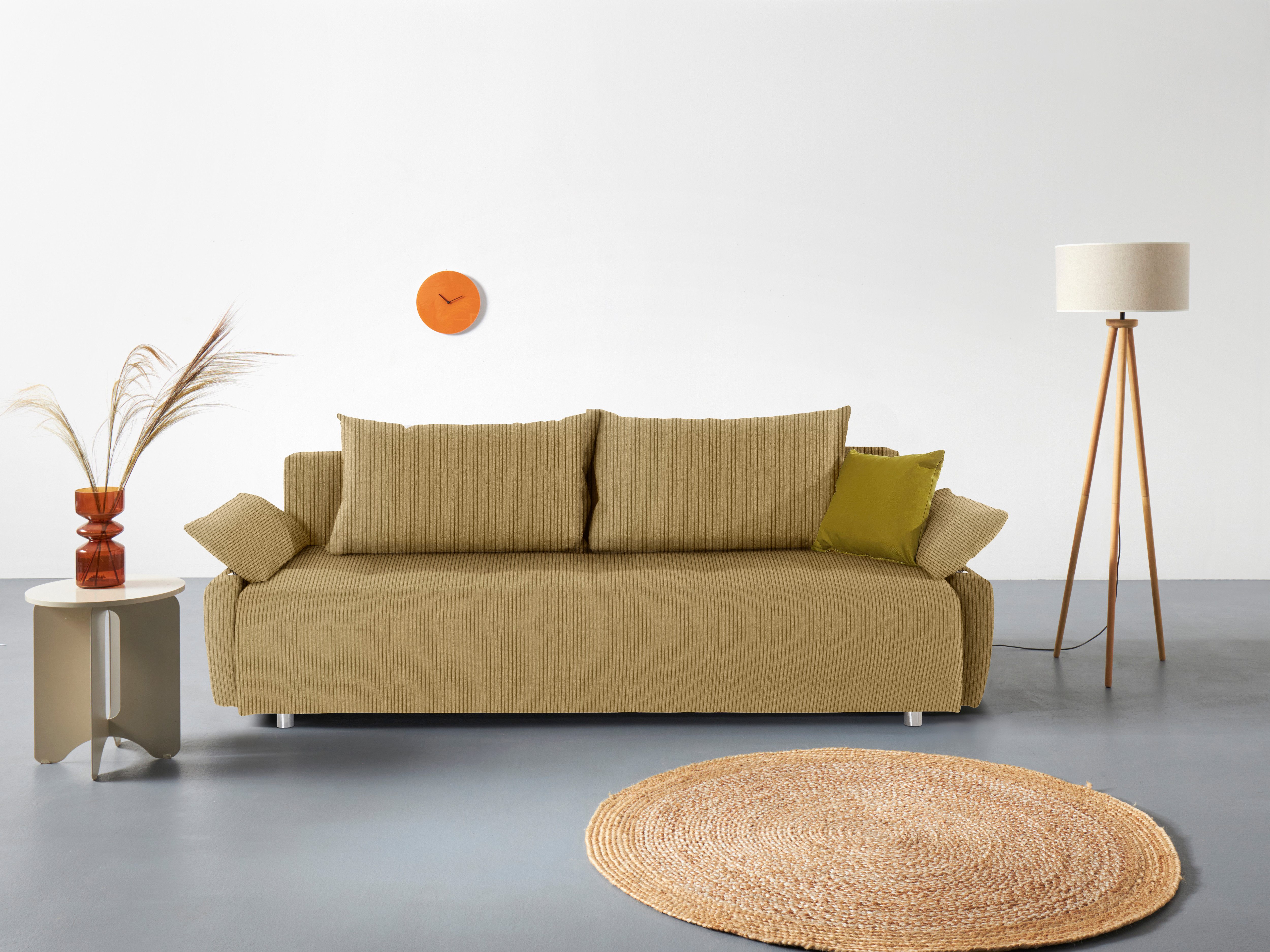 COLLECTION AB Schlafsofa Yves, Liegefläche (B/T): 142/194 cm, inkl. Bettfunktion, Bettkasten, Federkern & Zierkissen