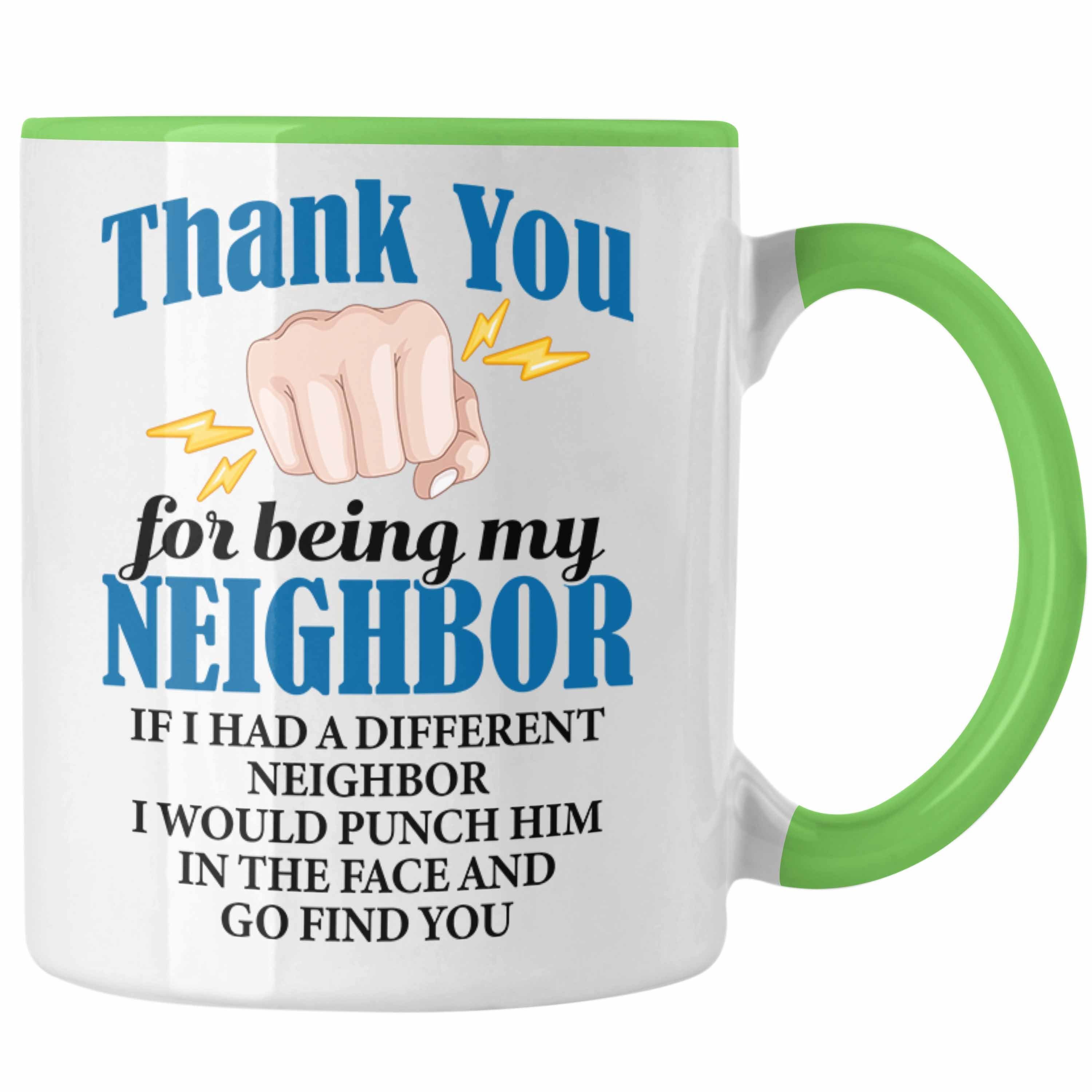 Trendation Tasse Trendation - Bester Nachbar Geschenk für Nachbarn Tasse Geschenkidee Beste Nachbarn der Welt Grün