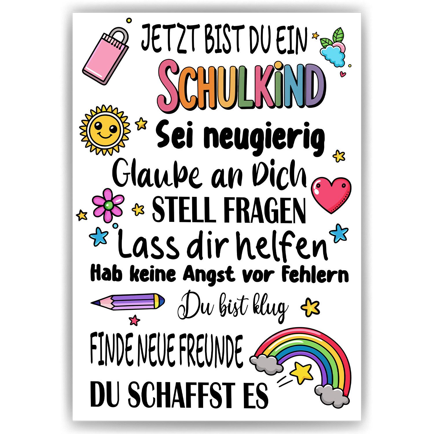 Tigerlino Poster Glückwunschkarte Schulkind Karte Einschulung günstig online kaufen