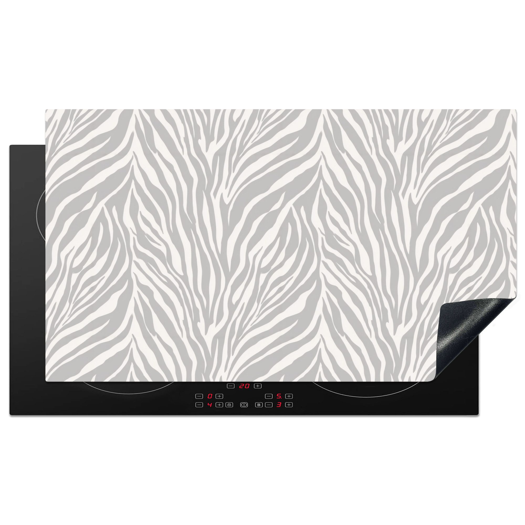 MuchoWow Herd-Abdeckplatte Zebra - Motiv - Grau, Vinyl, (1 tlg), Herdabdeckplatten für Ceranfeld, Induktionsschutz, 90x52 cm