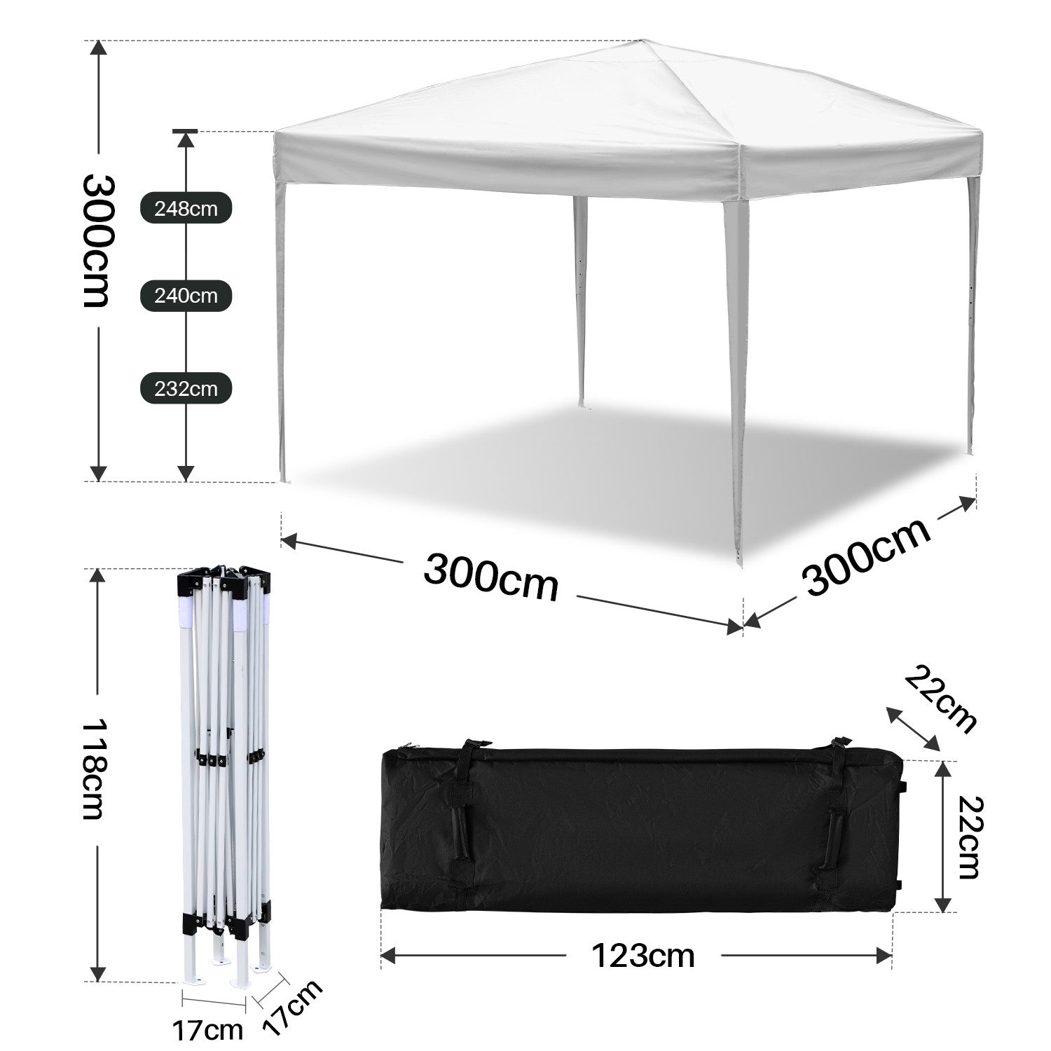 Clanmacy Pavillon Pavillon 3x3m Weiß Pop günstig online kaufen