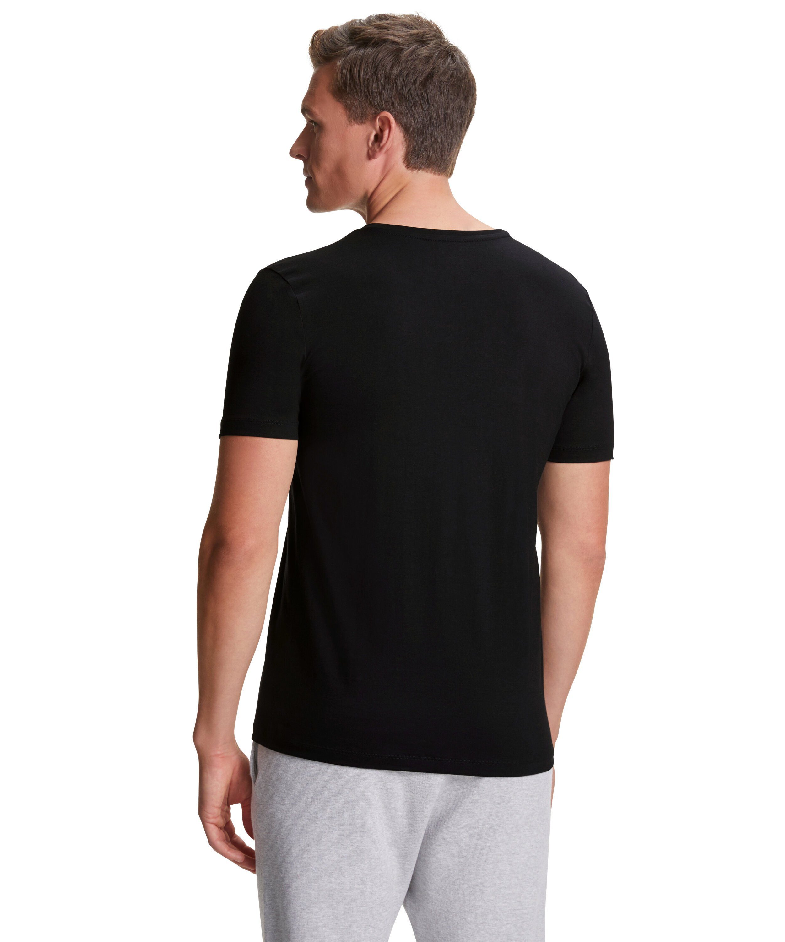 feiner (3000) aus FALKE black (1-tlg) 2-Pack ägyptischer T-Shirt Baumwolle