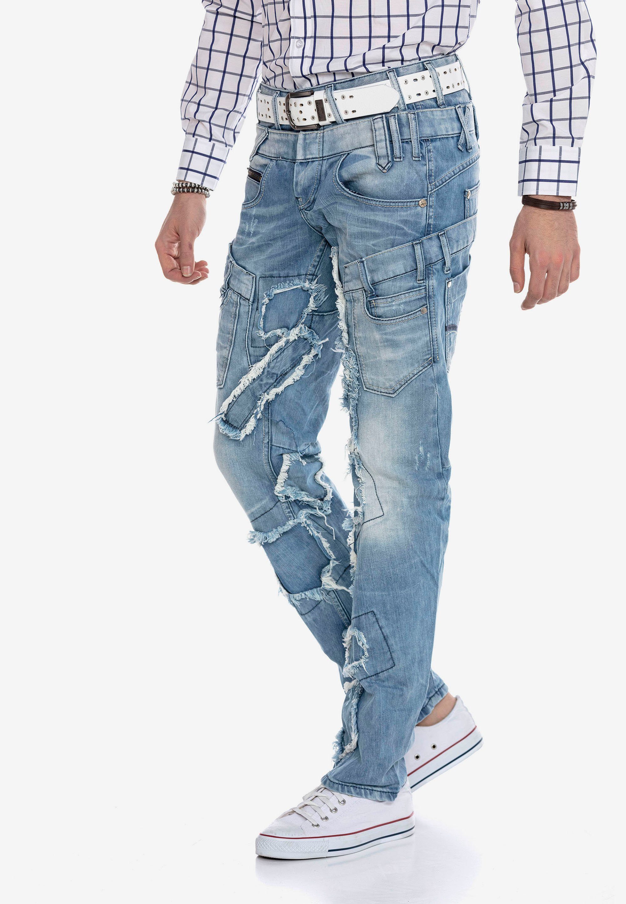 & im Patchwork-Design Bequeme Jeans Baxx trendigen Cipo