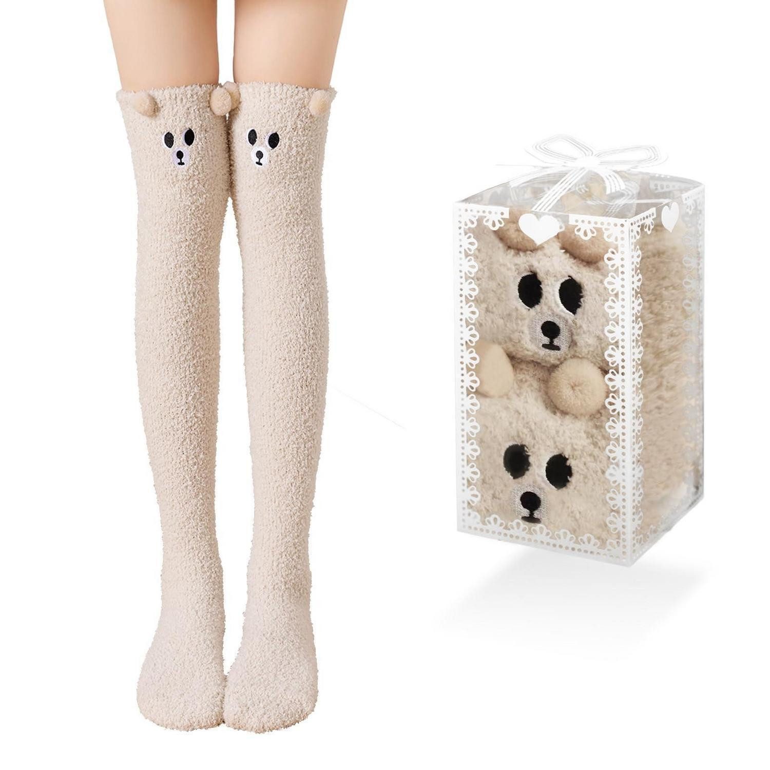 LuxusKollektion Overknees Damen Kuschelsocken Overknee Grau
