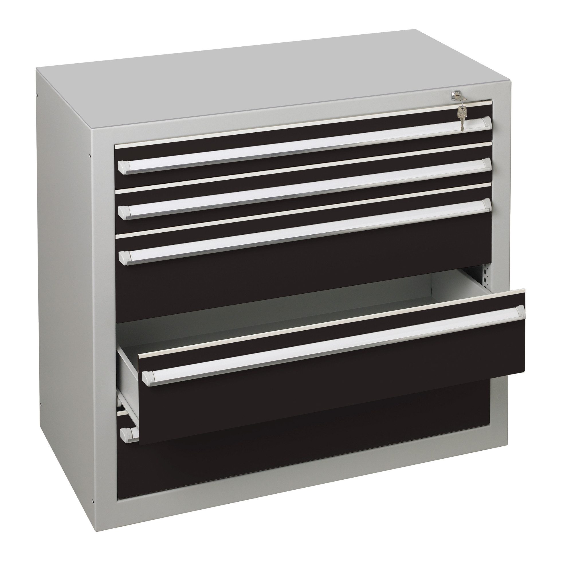 Schulte Hängeregisterschrank Schubladenblock 36319 90cm 2+3 Schübe lichtgrau/schwarz
