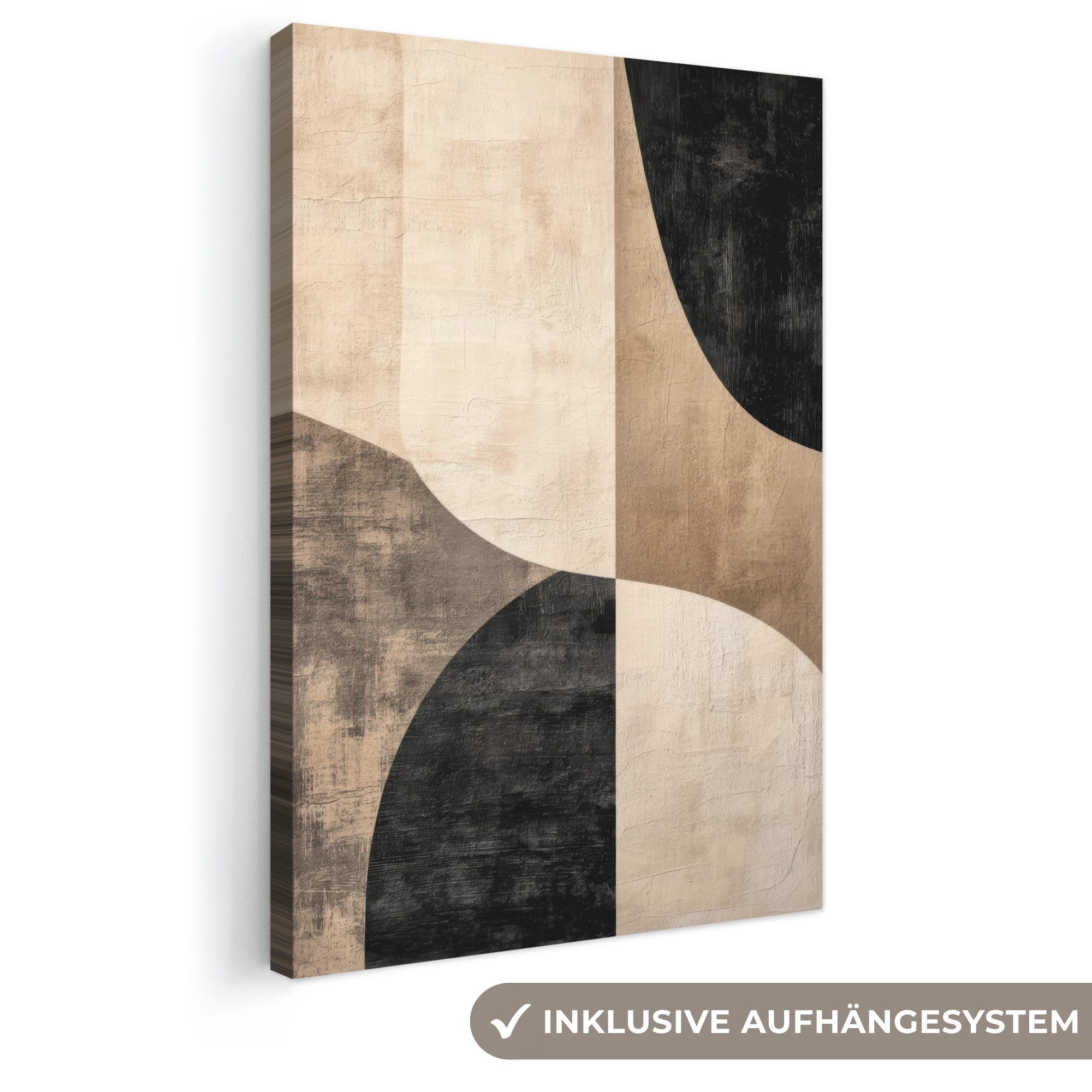 OneMillionCanvasses® Leinwandbild Abstrakt - Flugzeuge - Schwarz - Rund, Fotodruck (1 St), Leinwand Canvas Wandbild, Wanddekoration 20x30 cm