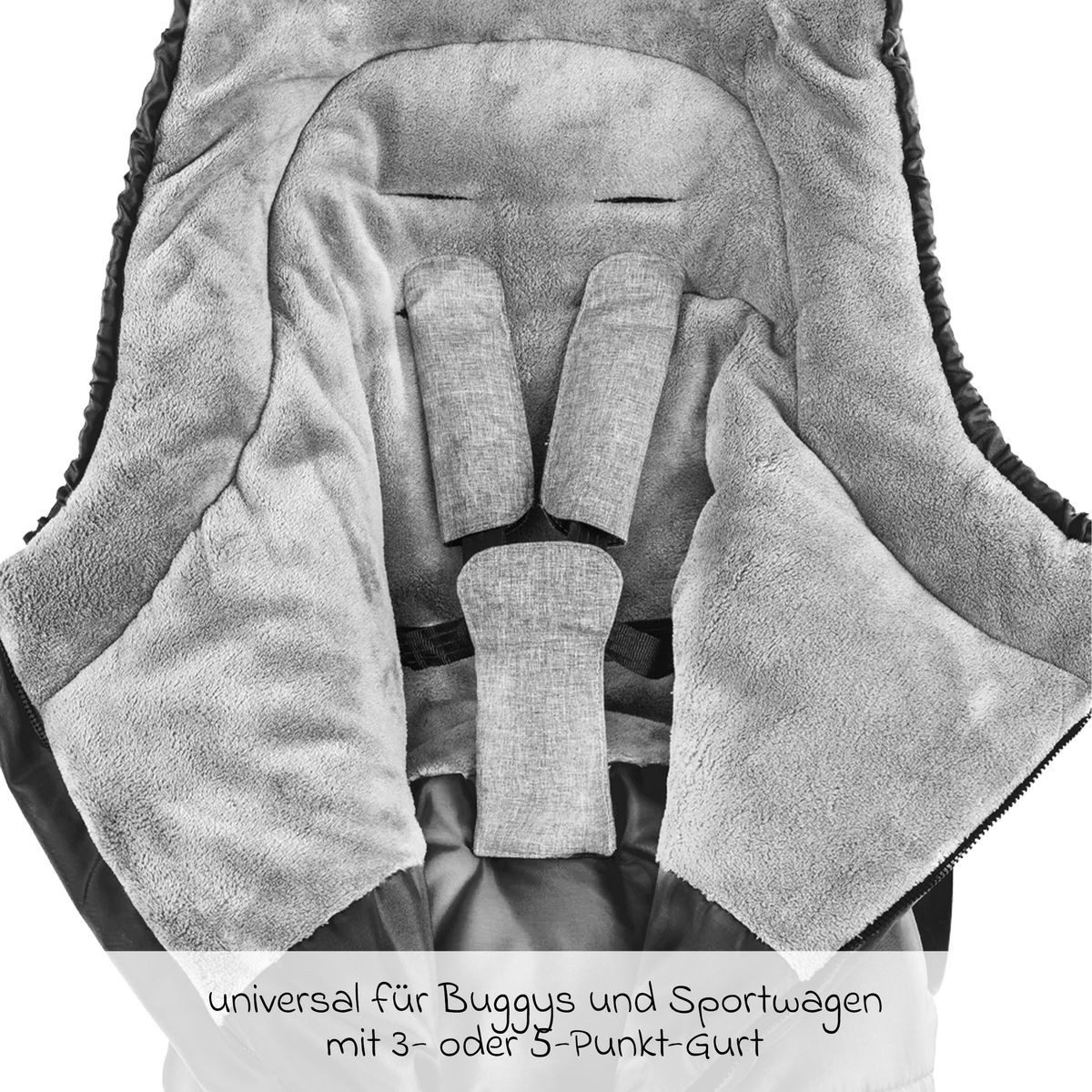 Zamboo Fußsack Schwarz, Winter Fußsack für Kinderwagen & Buggy Baby Thermo Winterfußsack