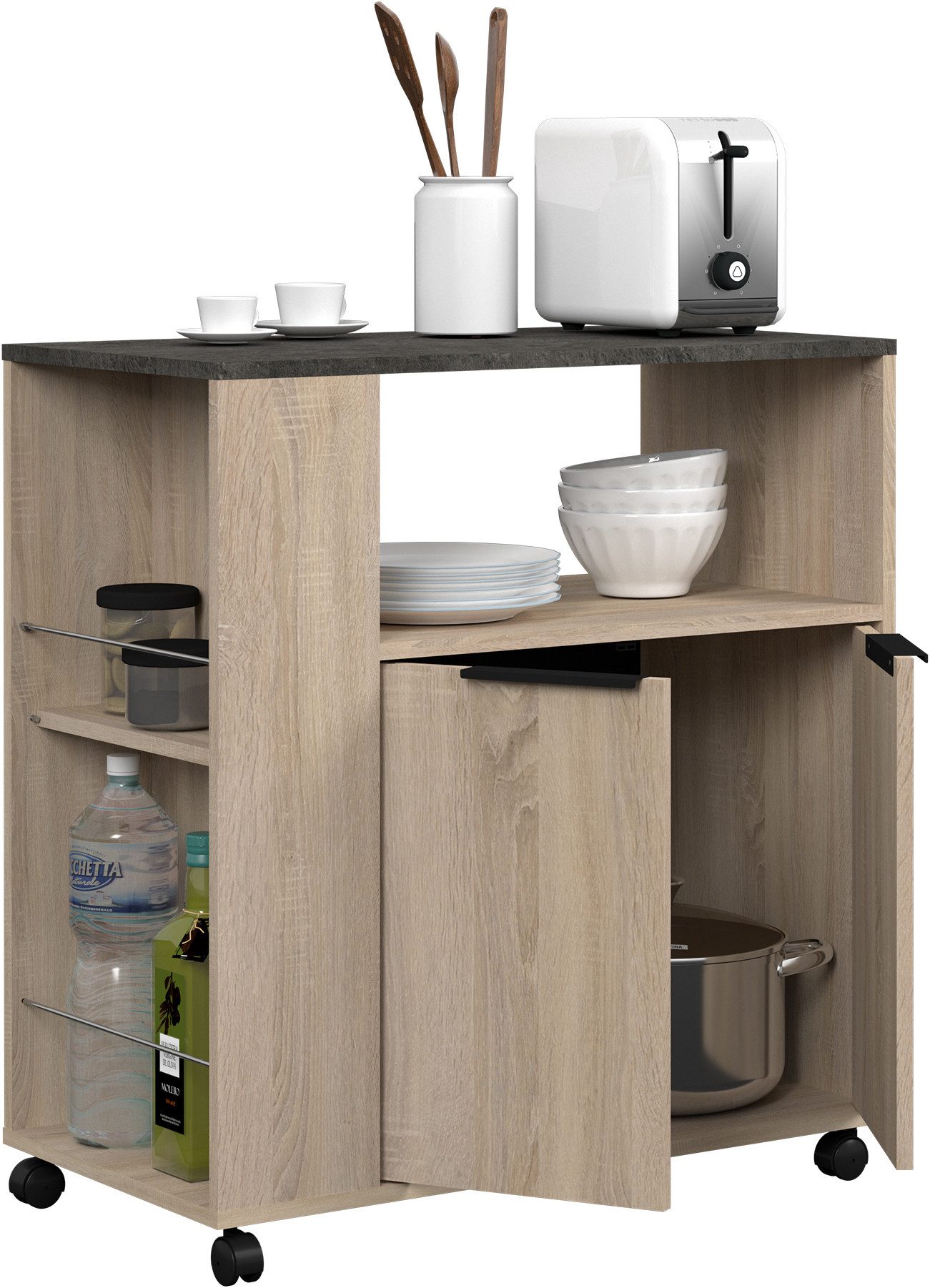 Parisot Schrank-Set Fumay 3, (Set, 3-St., viel Stauraum, Kücheninsel, Küchenwaagen, inkl. Kabeldurchlass)