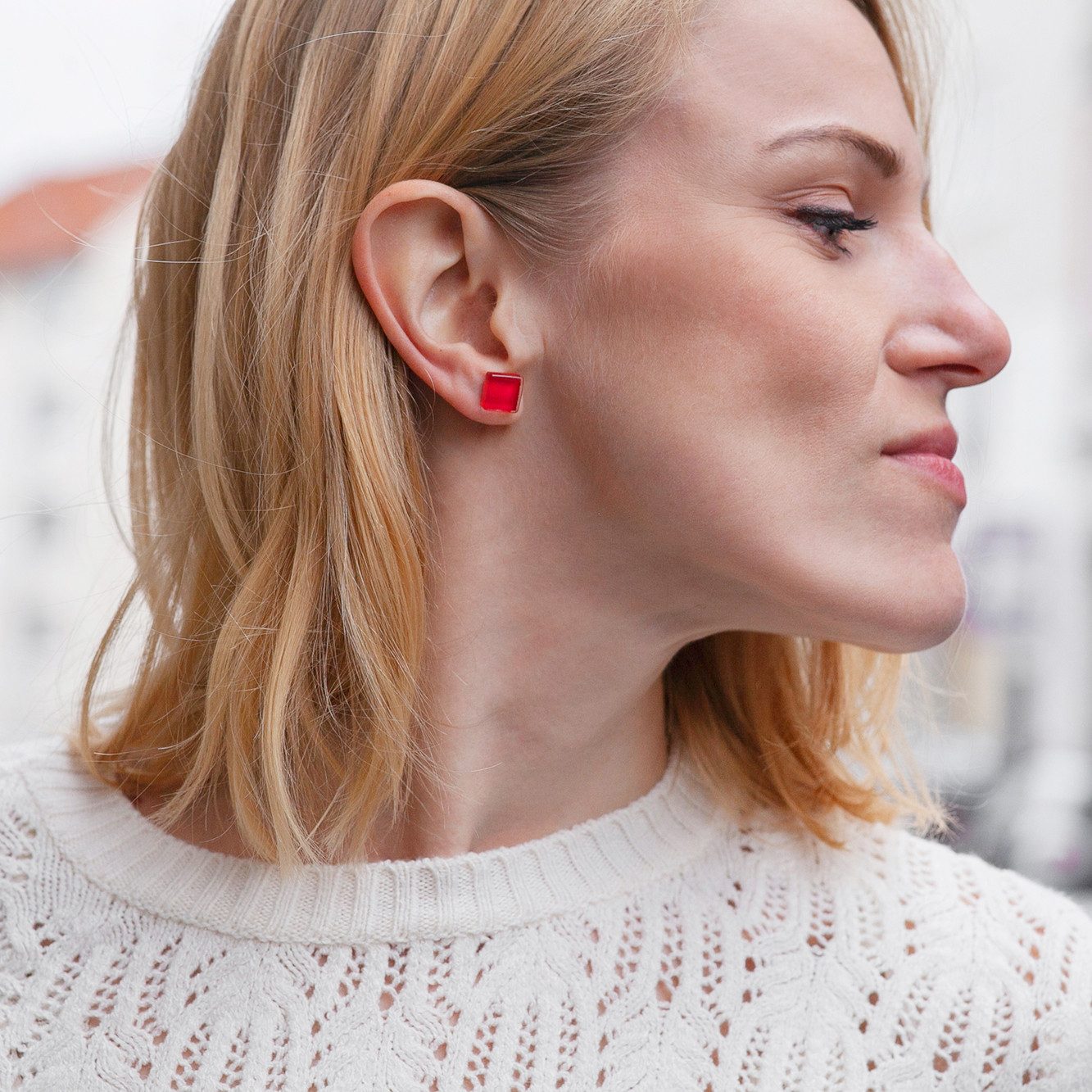 ALEXASCHA Paar Ohrstecker Kleine quadratische Stecker aus Glas • hypoallerg günstig online kaufen