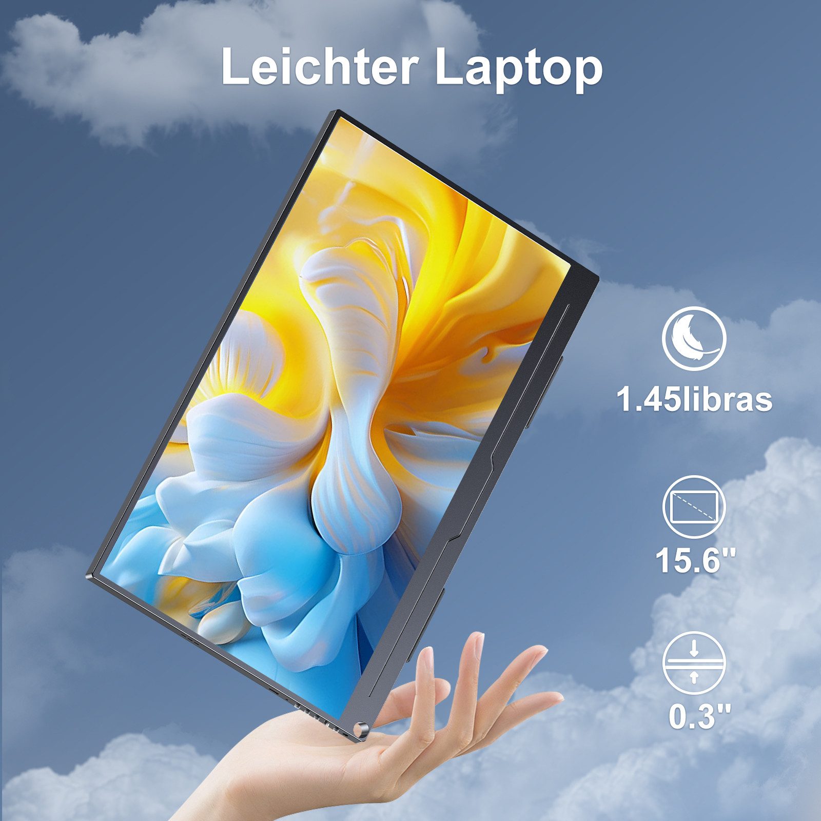 UPERFECT Upgrade des tragbaren 15,6-Zoll-VESA-Monitors mit 1080P-Display Portabler Monitor (39,62 cm/15.6 ", 1920x1080 px, Full HD, 25 ms Reaktionszeit, 60 Hz, IPS, Tragbarer Monitor, Gaming Monitor)