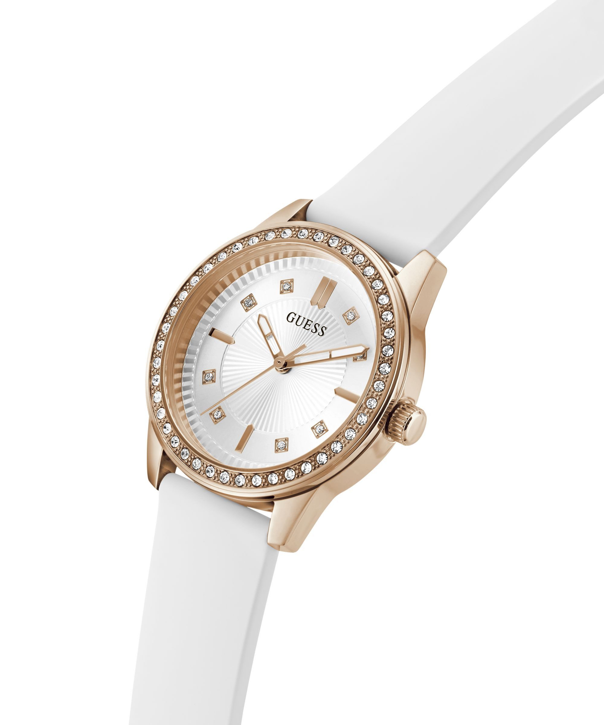 Guess Quarzuhr MARGOO GW1030L4, Armbanduhr, Damenuhr, Silikonarmband, analog