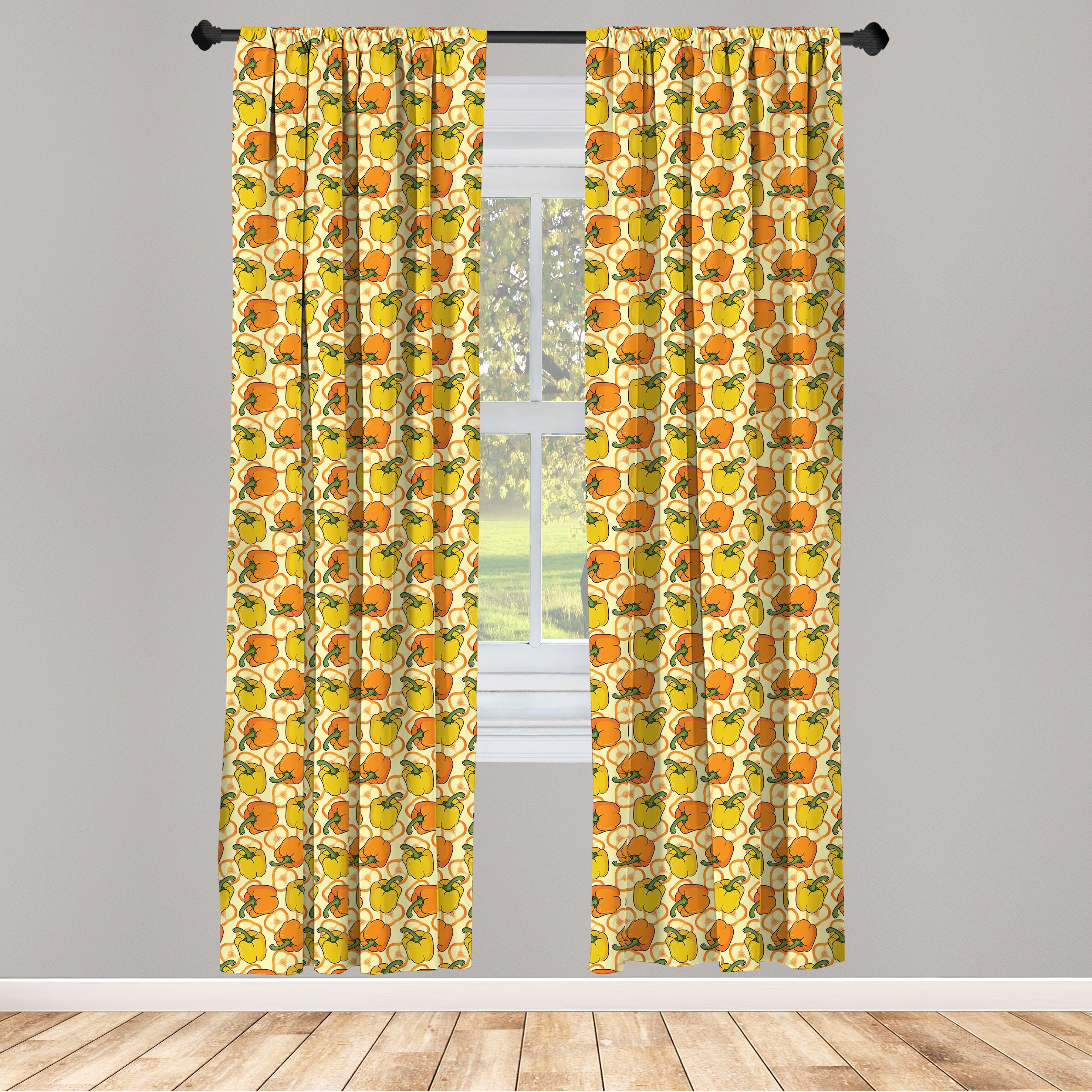 Gardine Vorhang für Wohnzimmer Schlafzimmer Dekor, Abakuhaus, Microfaser, Lebensmittelkunst Paprika und Scheiben Muster