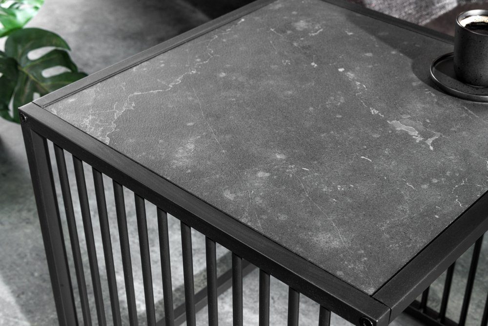riess-ambiente Beistelltisch ARCHITECTURE 40cm graphit / schwarz (Einzelartikel, 1-St), Wohnzimmer · Marmor-Optik · Metall · Industrial Design