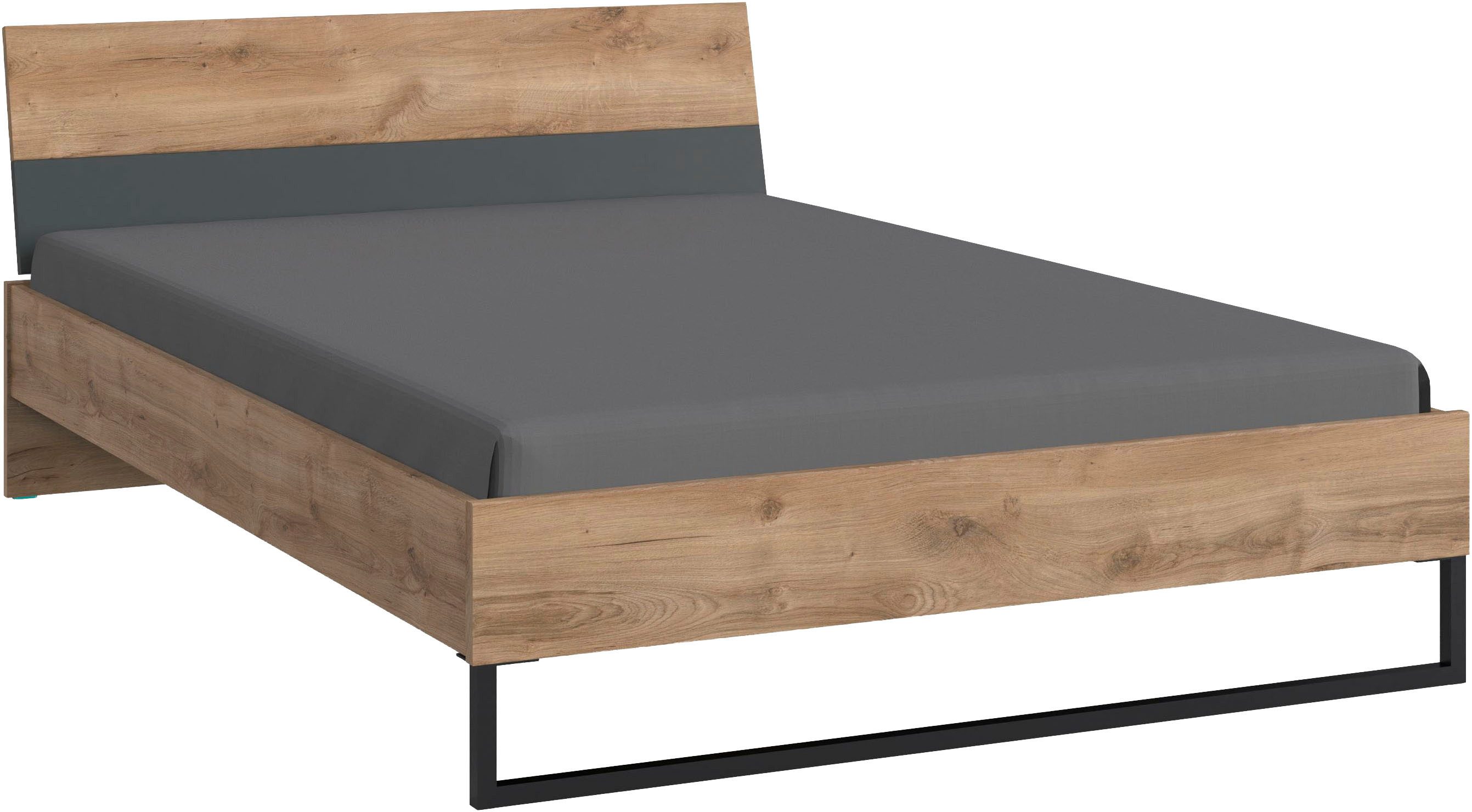 Wimex Einzelbett Texel erhältlich in den Breiten 90 & 140cm, Mit Metallkufe, Bett im Industrial Look