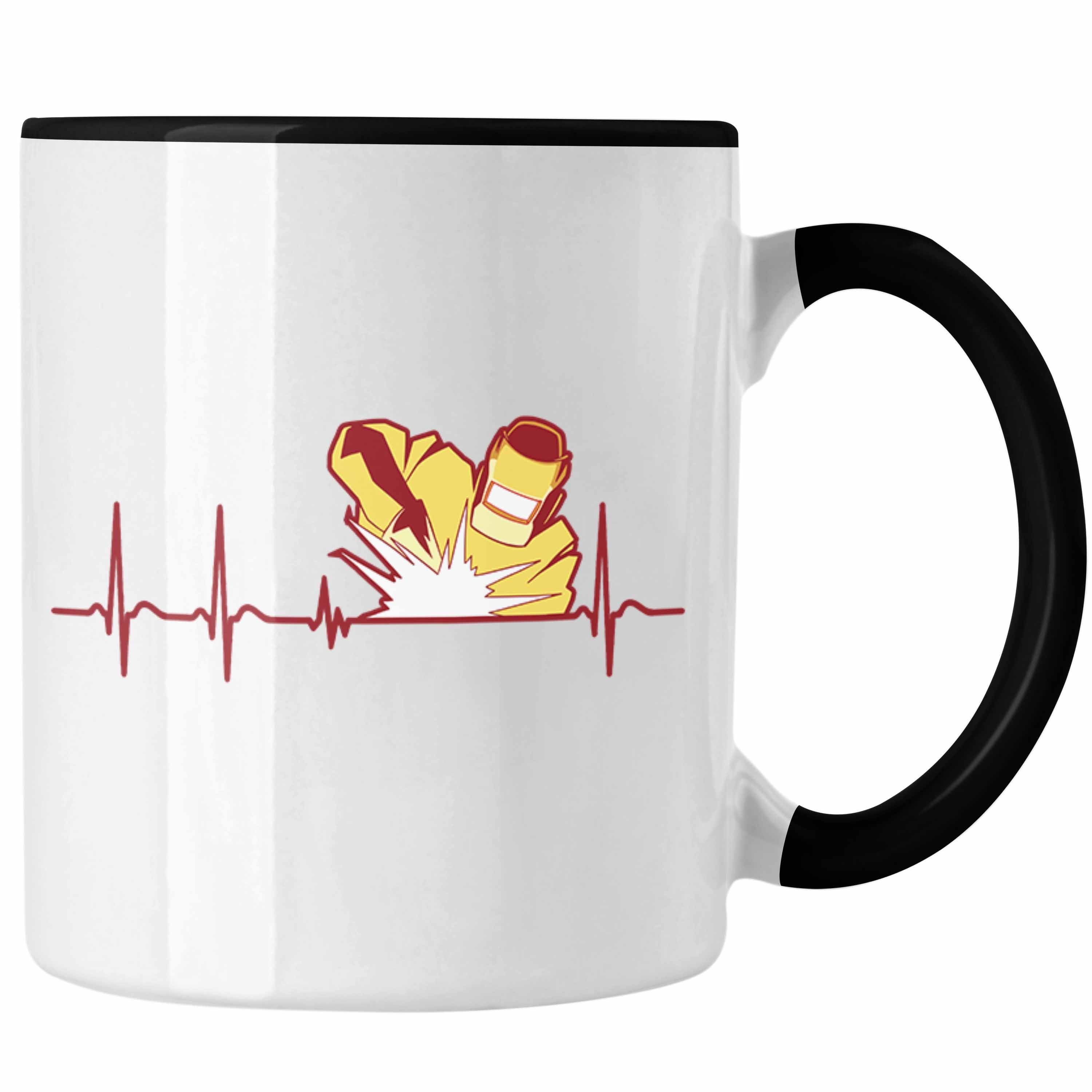 Trendation Tasse Schweißen Tasse Geschenk Schmied Schweißer Geschenkidee Grafik Herzsch Schwarz