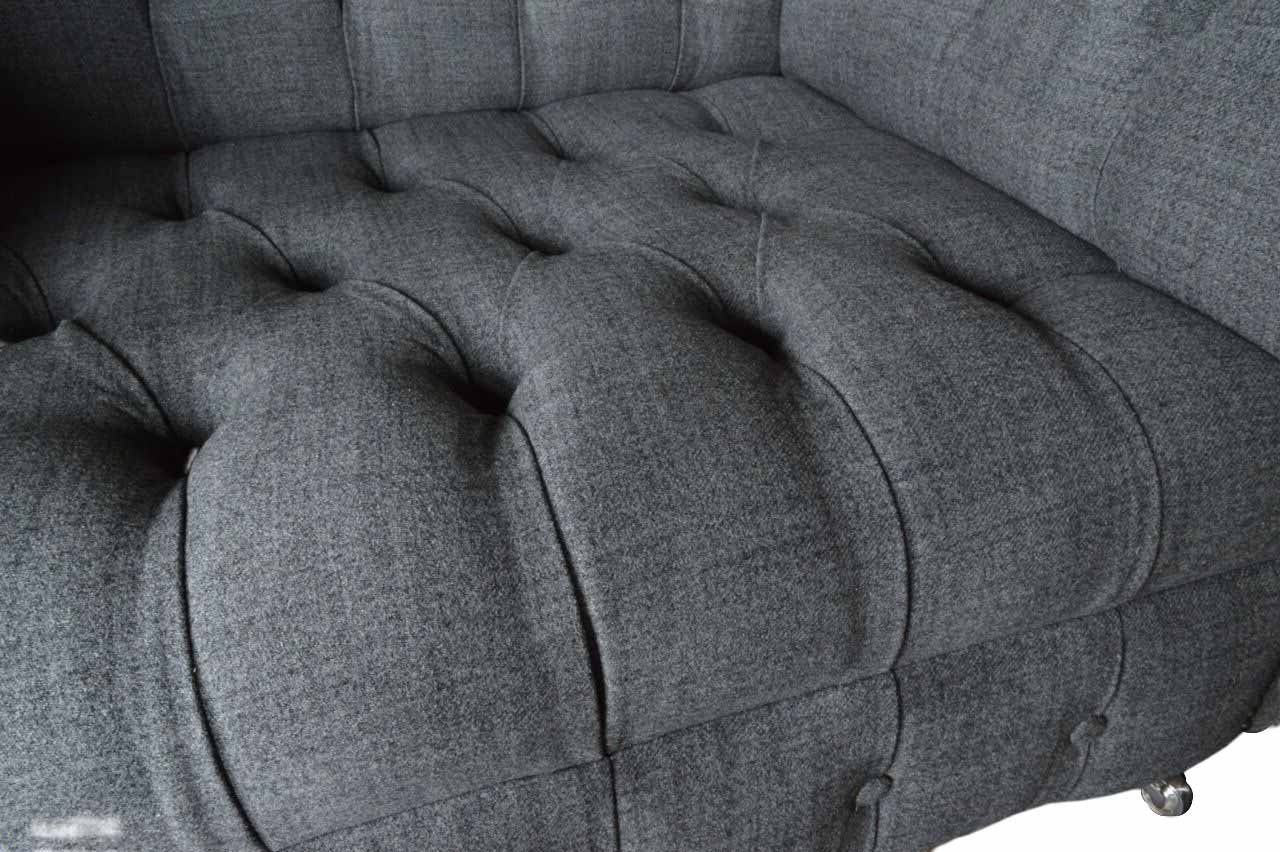JVmoebel Chesterfield-Sessel, Couch Wohnzimmer Textil Klassisch Sessel Design Chesterfield