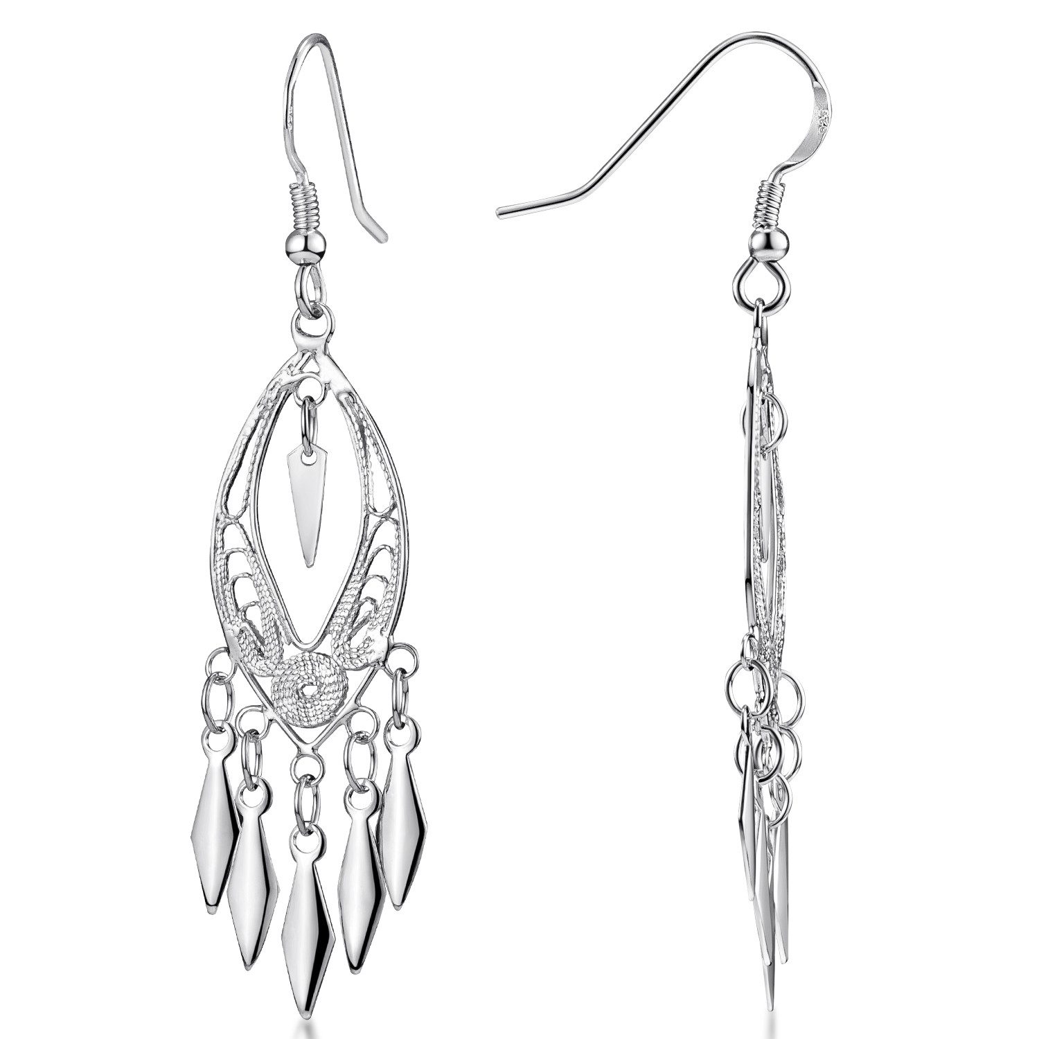 Materia Paar Ohrhänger Damen Ohrringe Orientalisch SO-222, 925 Sterling Silber, rhodiniert – Bild 3 von 4
