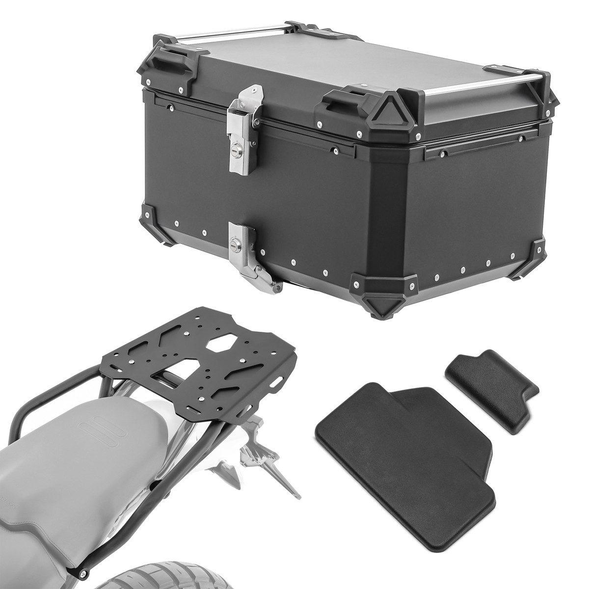 Bagtecs Topcase Set Alu Topcase + Gepäckbrücke passend für Ducati DesertX 22-25 # XB65