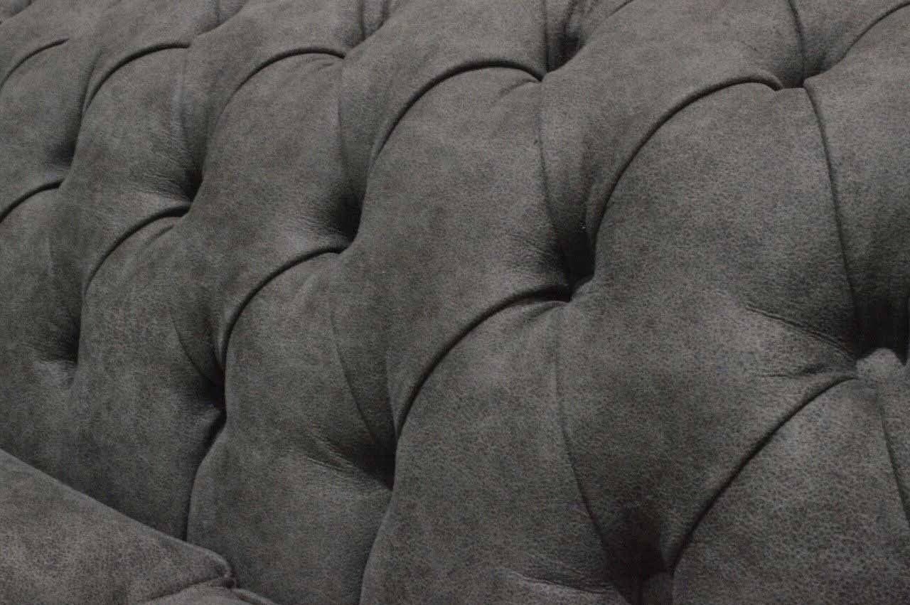 Klassischer Polster Sitzer Couch JVmoebel Sofa Grauer Made Sofa Europe Stoff, in 3 Chesterfield