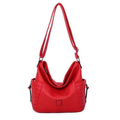 ITALYSHOP24 Schultertasche Damen Tasche Shopper CrossOver, als Handtasche, Umhängetasche, Hobo Bag tragbar