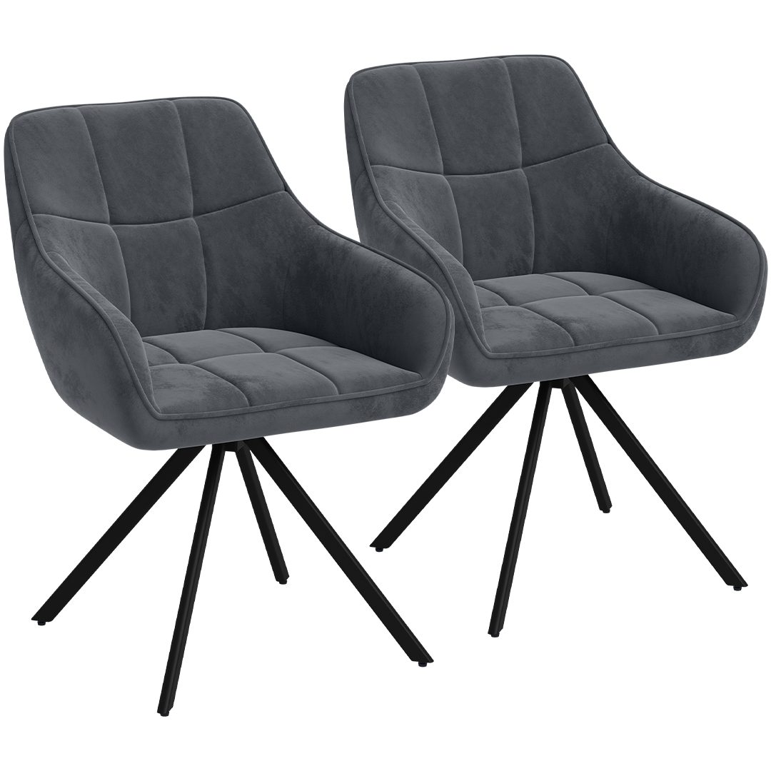 skølm Esszimmerstuhl Sköll Drehstuhl mit Samt-Bezug (2er Set, dunkelgrau, bis 150 kg), Küchenstuhl, höhenverstellbar & drehbar, verfügbar als 4er/6er Set